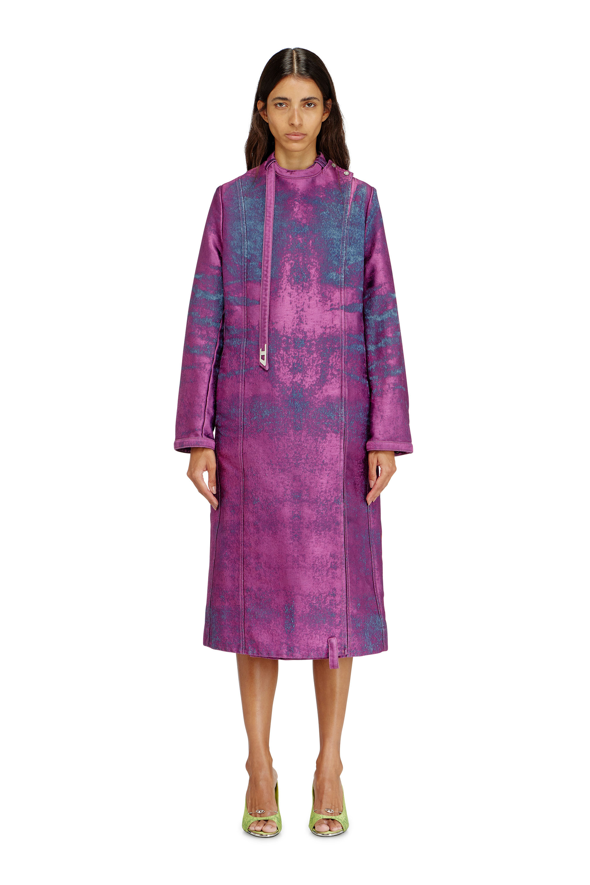 Diesel - DE-DELGAR-FSI, Manteau en denim satin color&eacute; Femme in Violet - 3