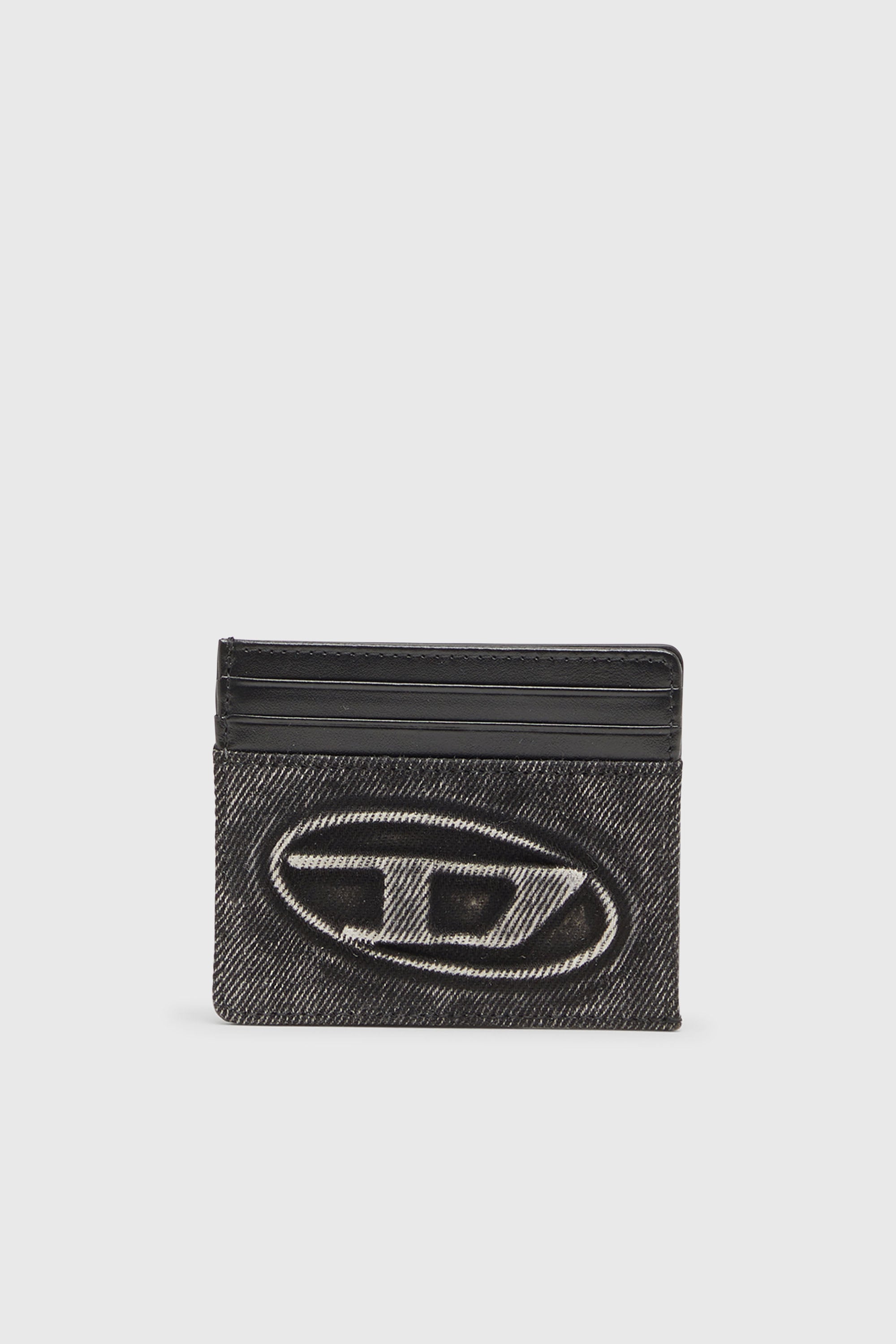 Diesel - 1DR CARD CASE, Porte-cartes en coton lav&eacute; et cuir Mixte in Gris - 1