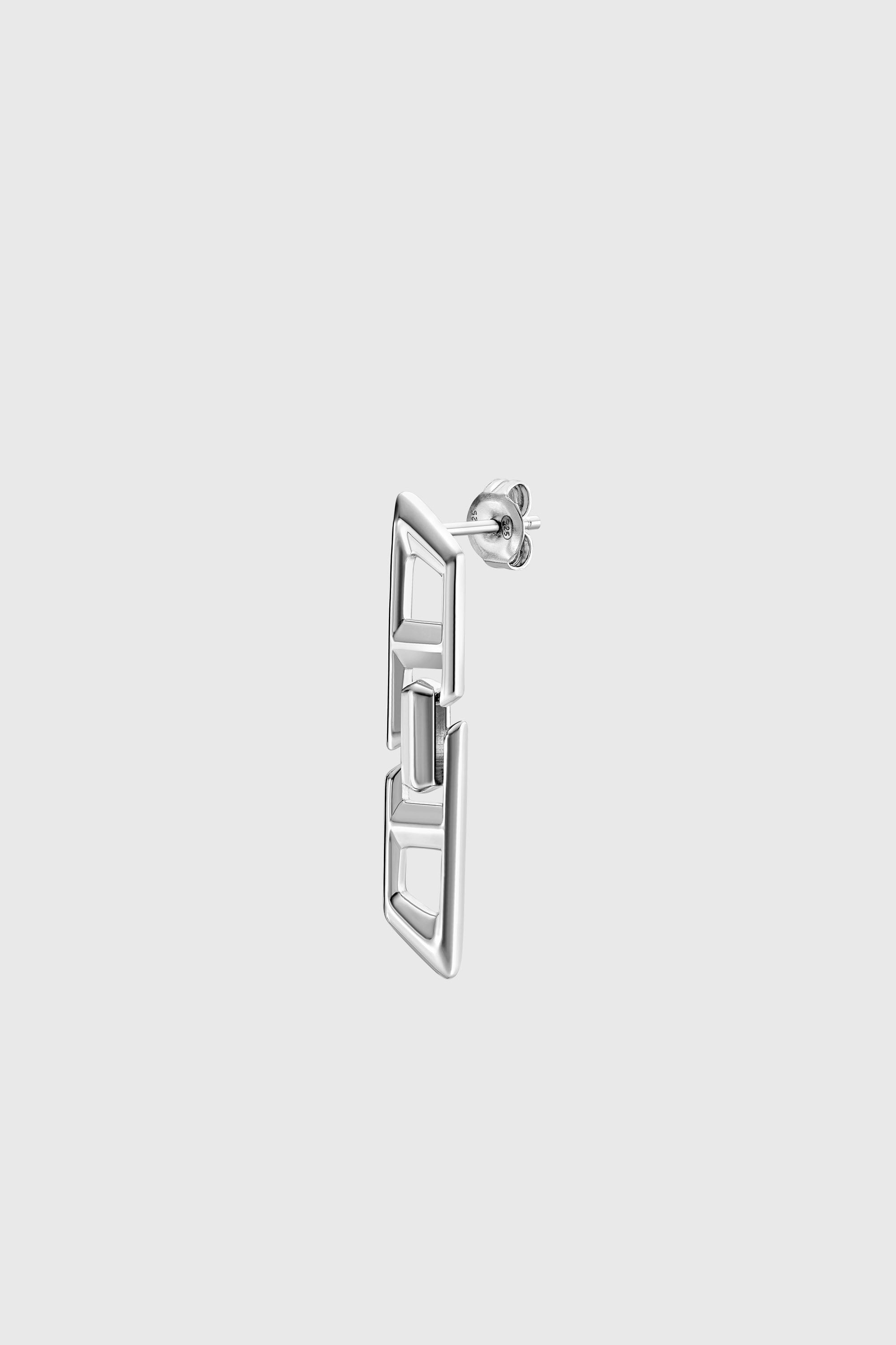 Diesel - DL1348040 STERLING SILVER JEWEL, Boucle d'oreille pendante en argent sterling avec logo D Mixte in Gris argent&eacute; - 2