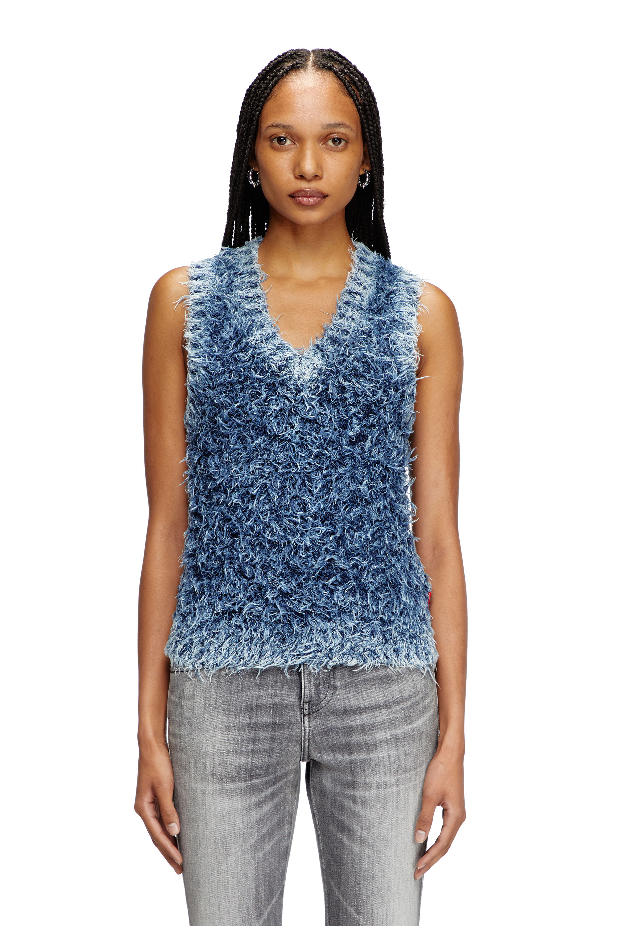 Diesel - M-DELIN, Gilet en maille texturée Femme in Bleu - 1