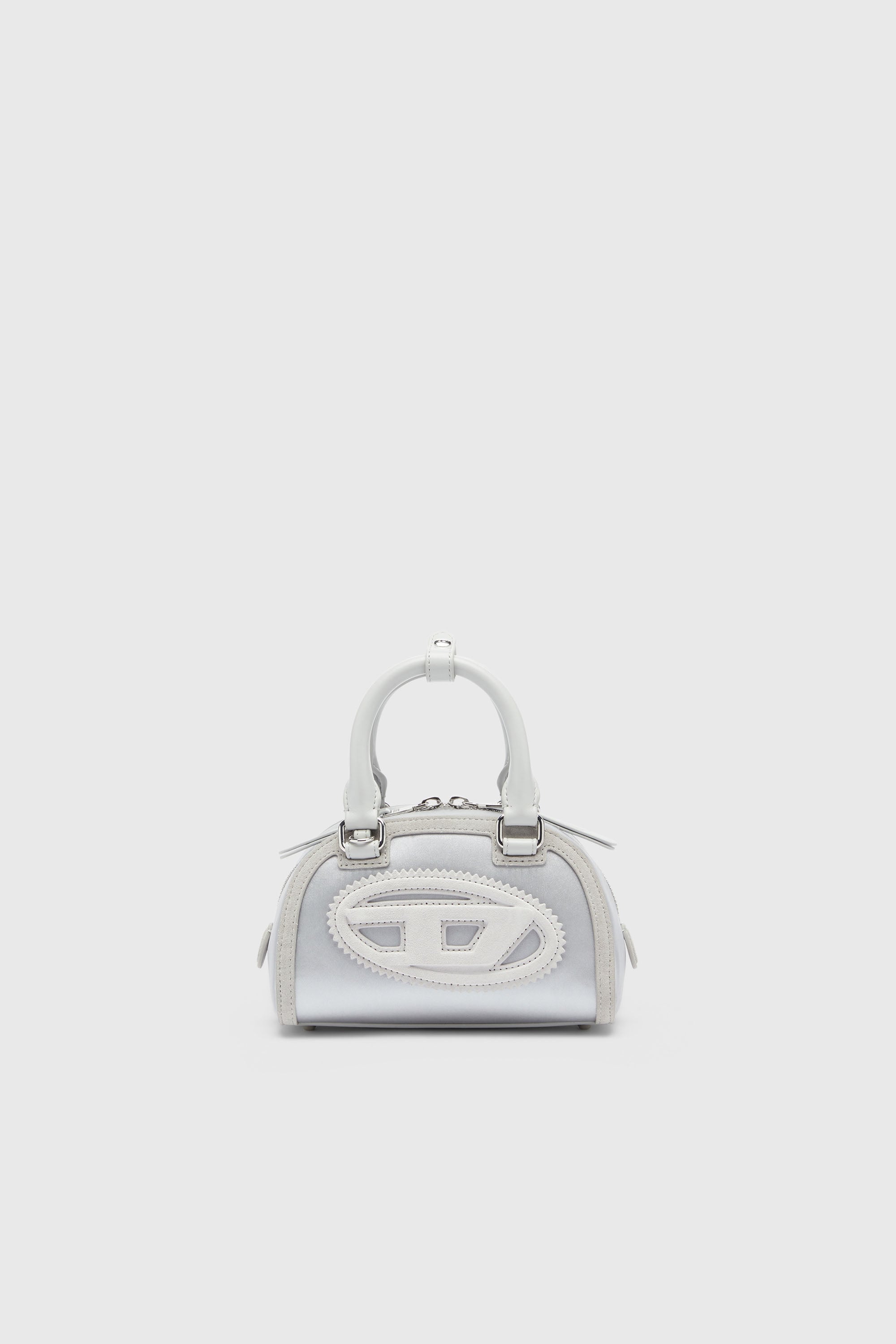 Diesel - 1DR DOME CROSSBODY, 1DR Dome - Petit sac bandouli&egrave;re en satin et su&egrave;de Femme in Gris argent&eacute; - 1