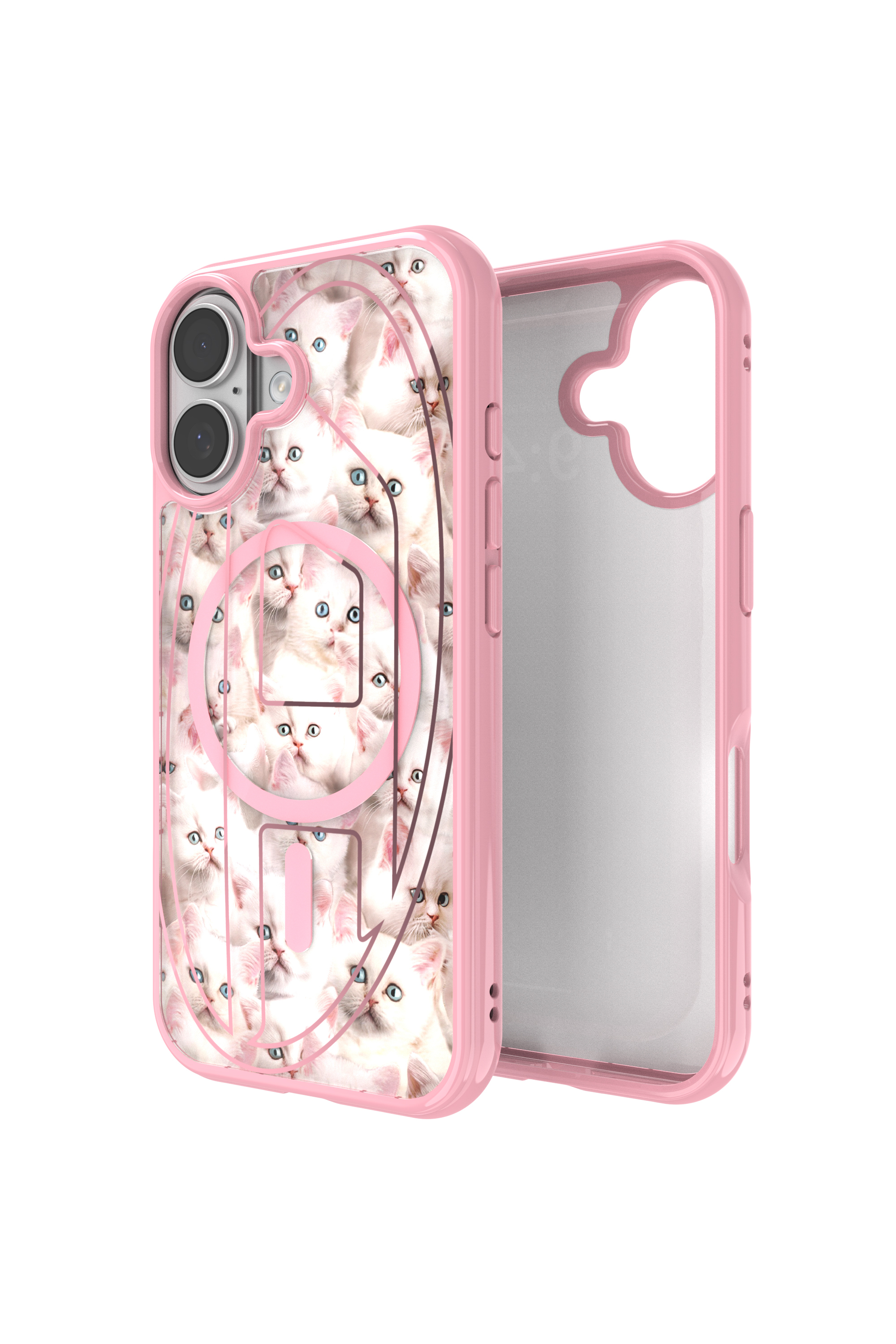 Diesel - 60423 AOP CASE, Étui Oval D Cats avec Magsafe pour iPhone 17 Mixte in Rose - 1