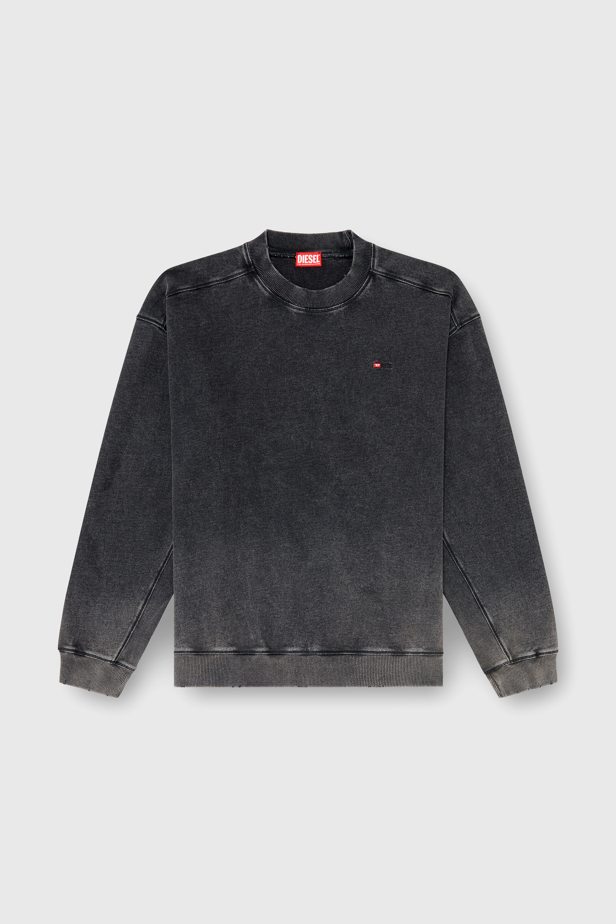 Diesel - S-CROX, Sweat-shirt en coton effet d&eacute;lav&eacute; Homme in Gris - 2
