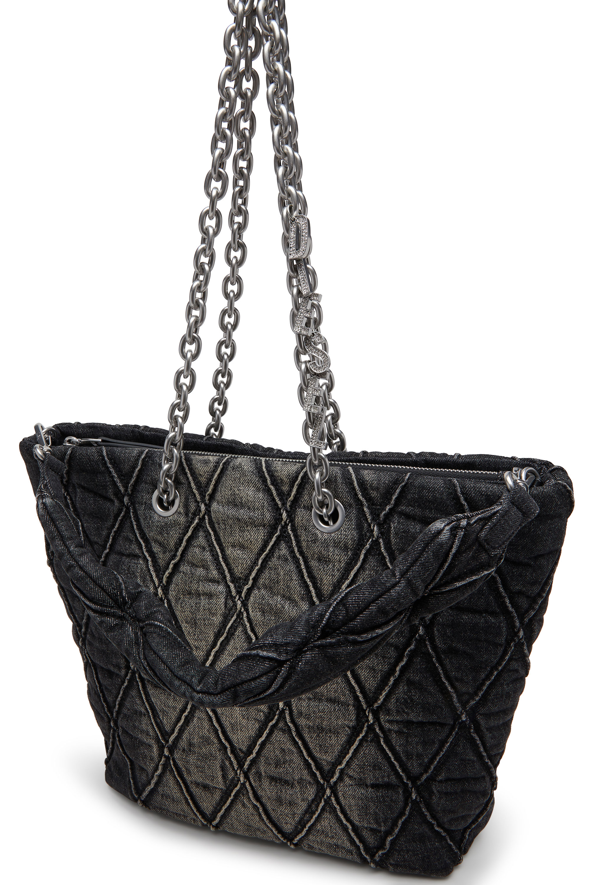 Diesel - CHARM-D SHOPPER M, Charm-D-Sac fourre-tout en denim matelassé Femme in Noir - 5