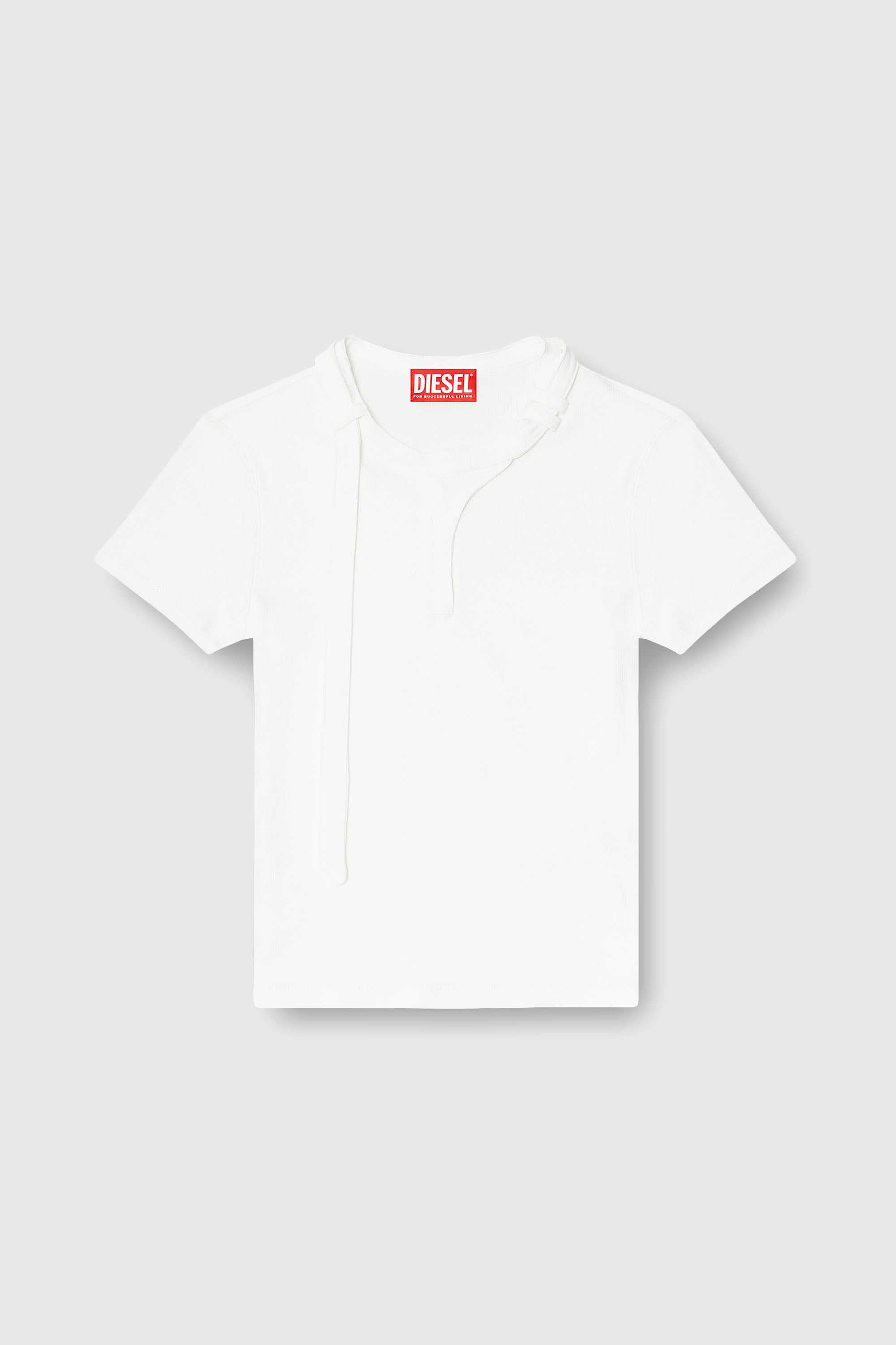 Diesel - T-IARAS, Top en jersey c&ocirc;tel&eacute; avec bride biker au cou Femme in Blanc - 2