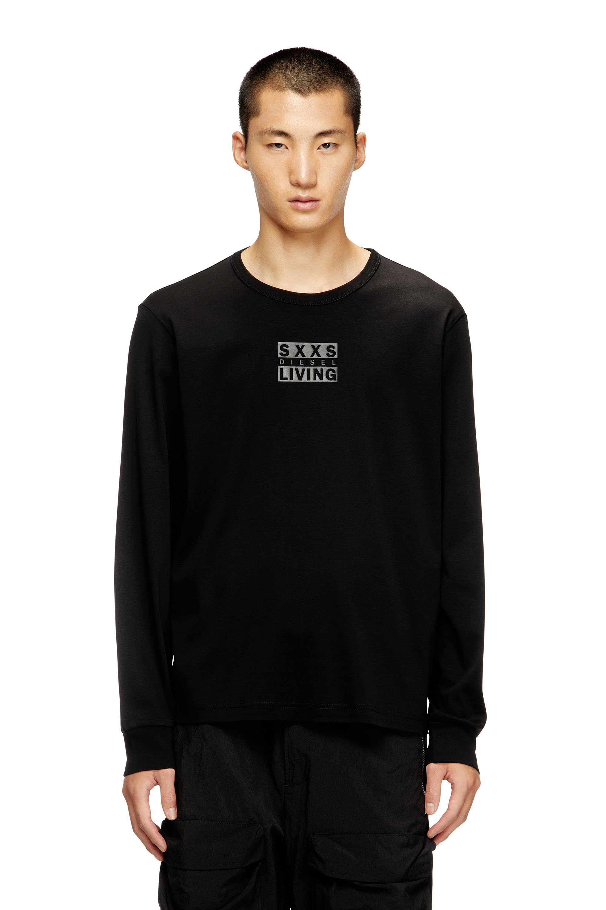 Diesel - T-MADJUST-LS-T1, T-shirt en coton à manches longues Homme in Noir - 1