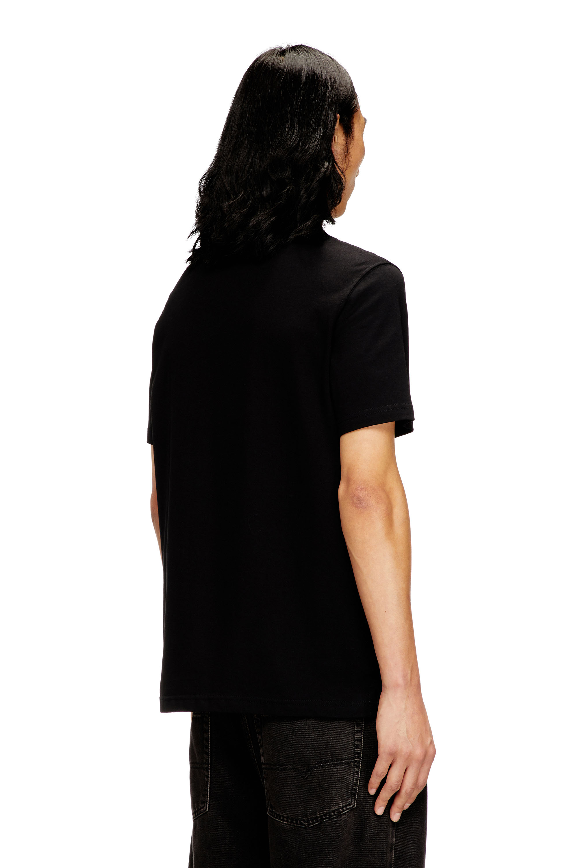Diesel - T-ADJUST-OD, T-shirt avec logo Oval D métallisé Homme in Noir - 4