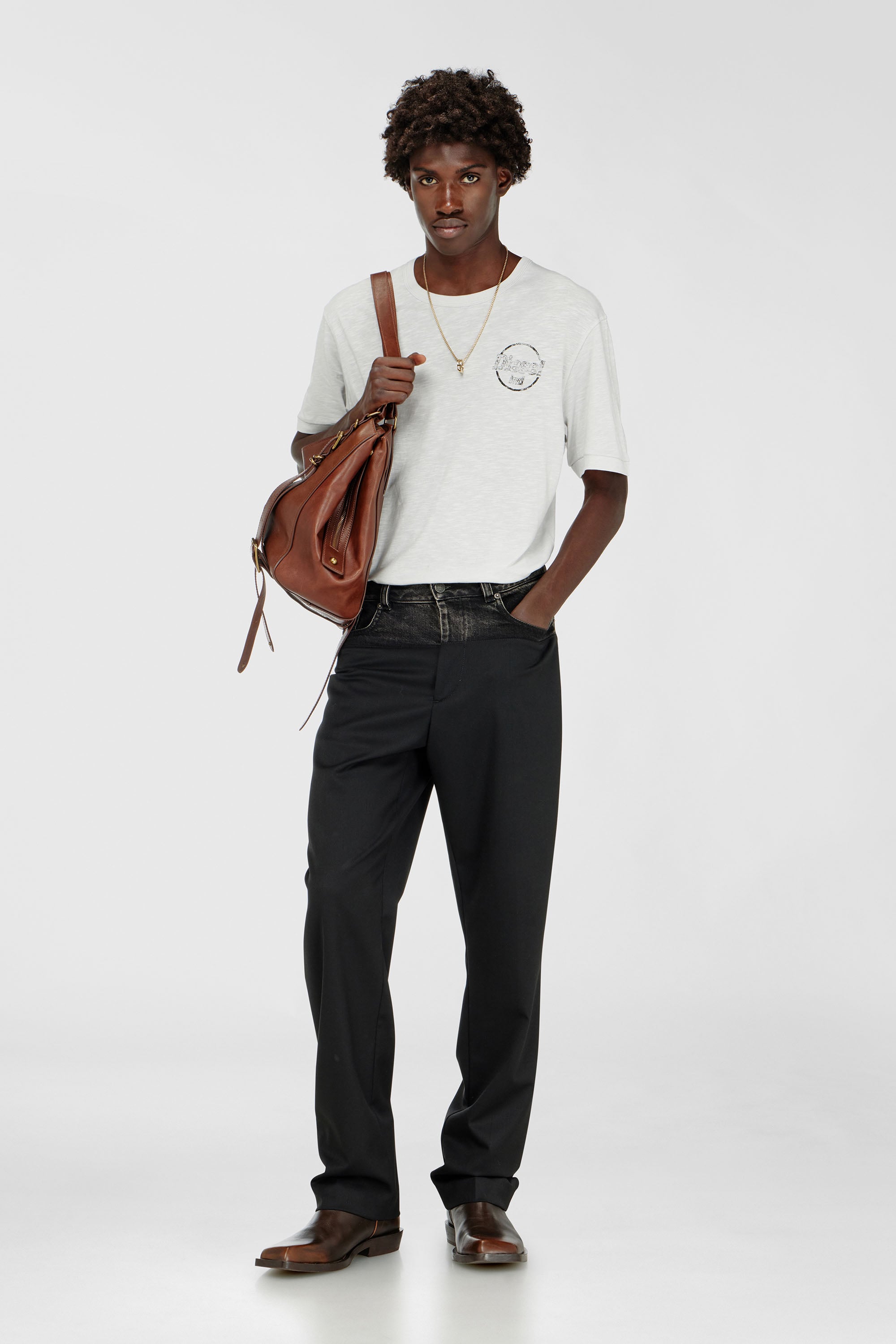 Diesel - T-ADJUST-B11, T-shirt en jersey flamm&eacute; avec imprim&eacute; craquel&eacute; Homme in ToBeDefined - 2