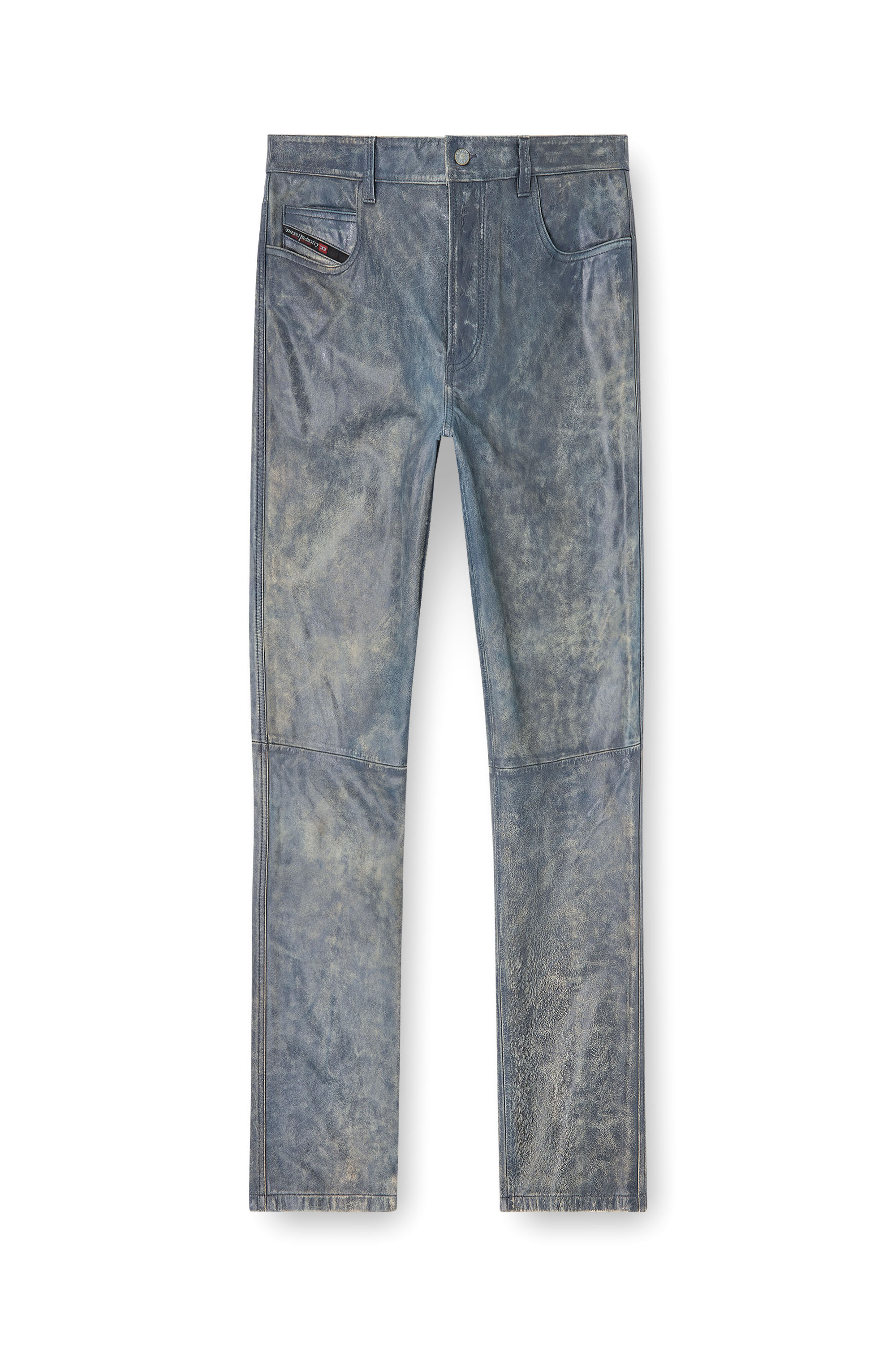 Diesel - P-VYLL-QMBW, Pantalon en cuir coupe jean Homme in Bleu - 3