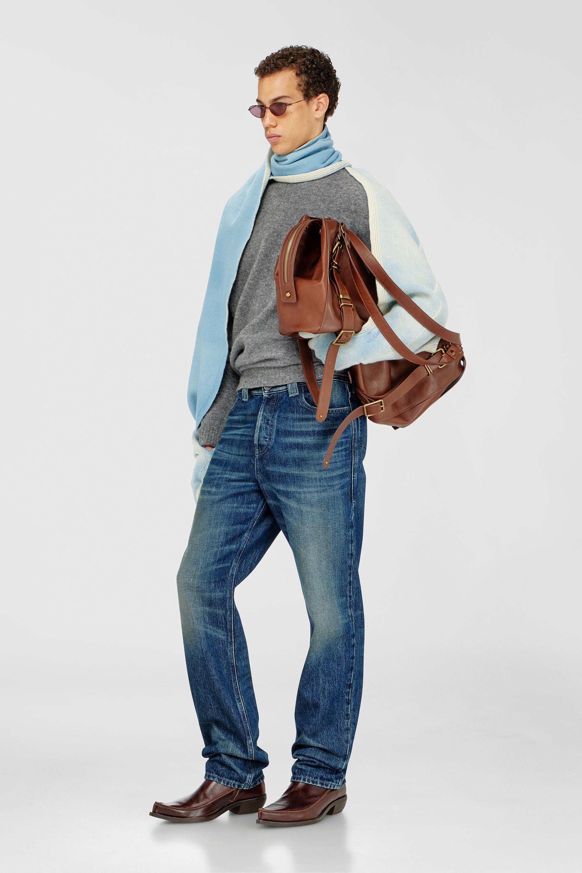 Diesel - K-EVIN, Gant-&eacute;charpe hybride en laine bicolore Mixte in Bleu - 2