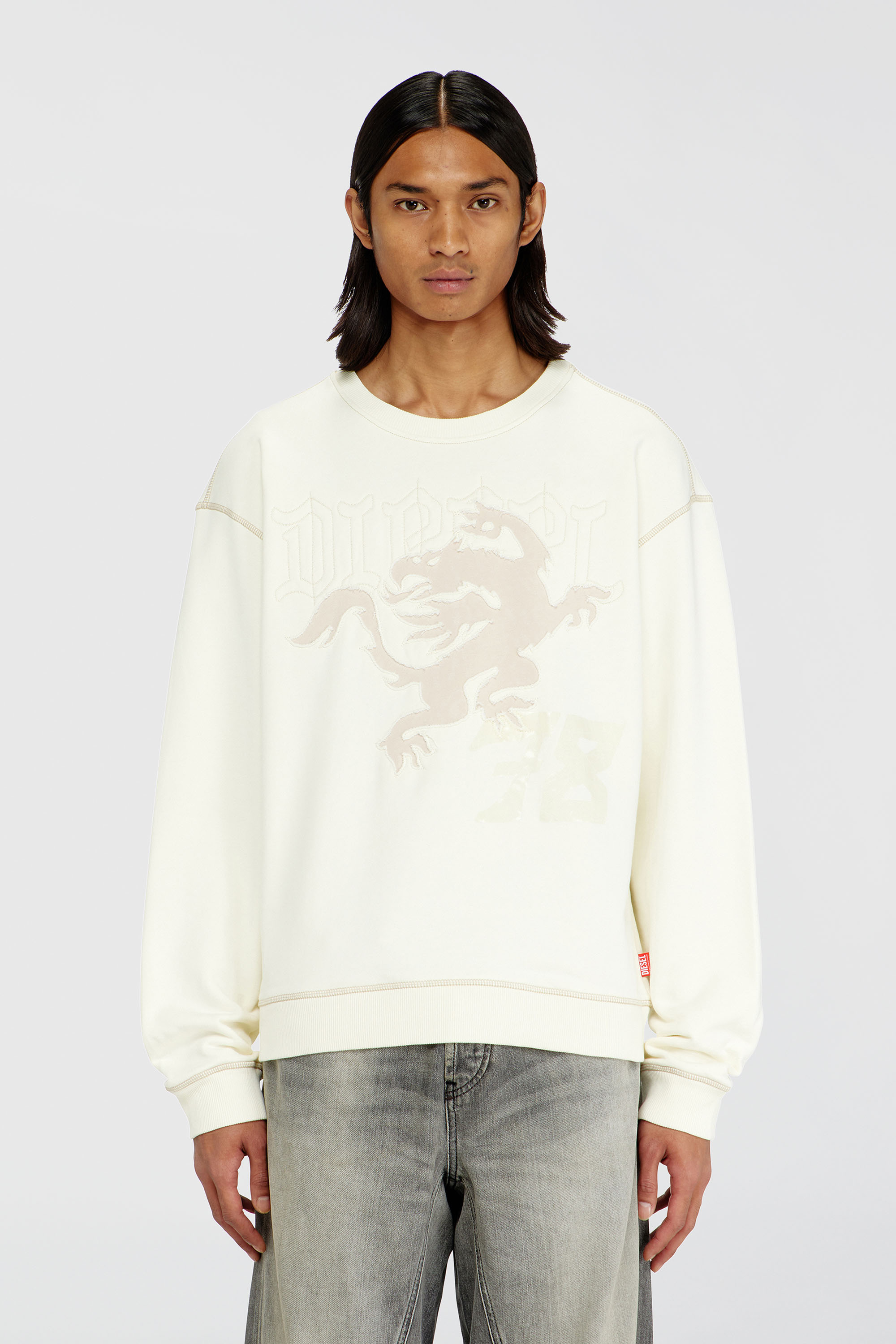 Diesel - S-NORM-AA3, Sweat-shirt avec broderie et imprim&eacute; Homme in Blanc - 1
