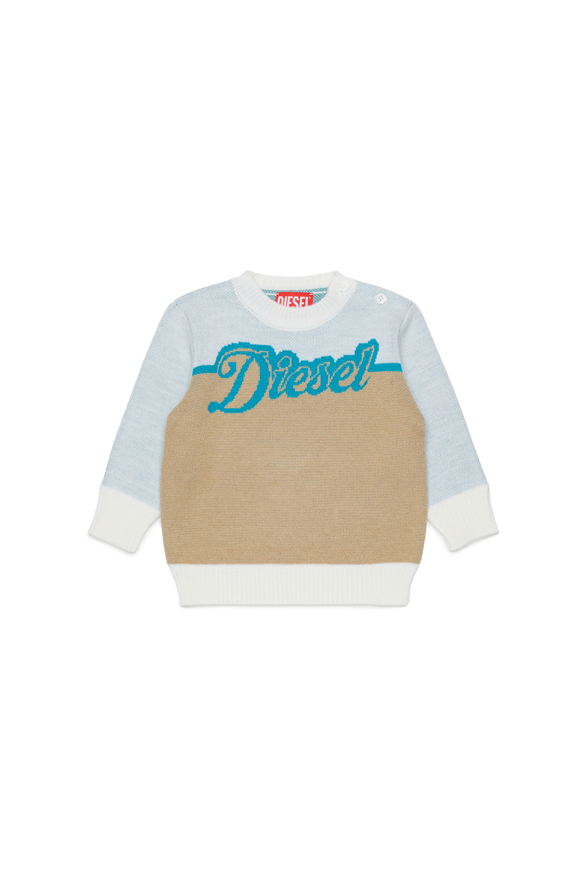 Diesel - KBLOB, Unisex's Wool-blend jumper with Diesel logo in White - 1
