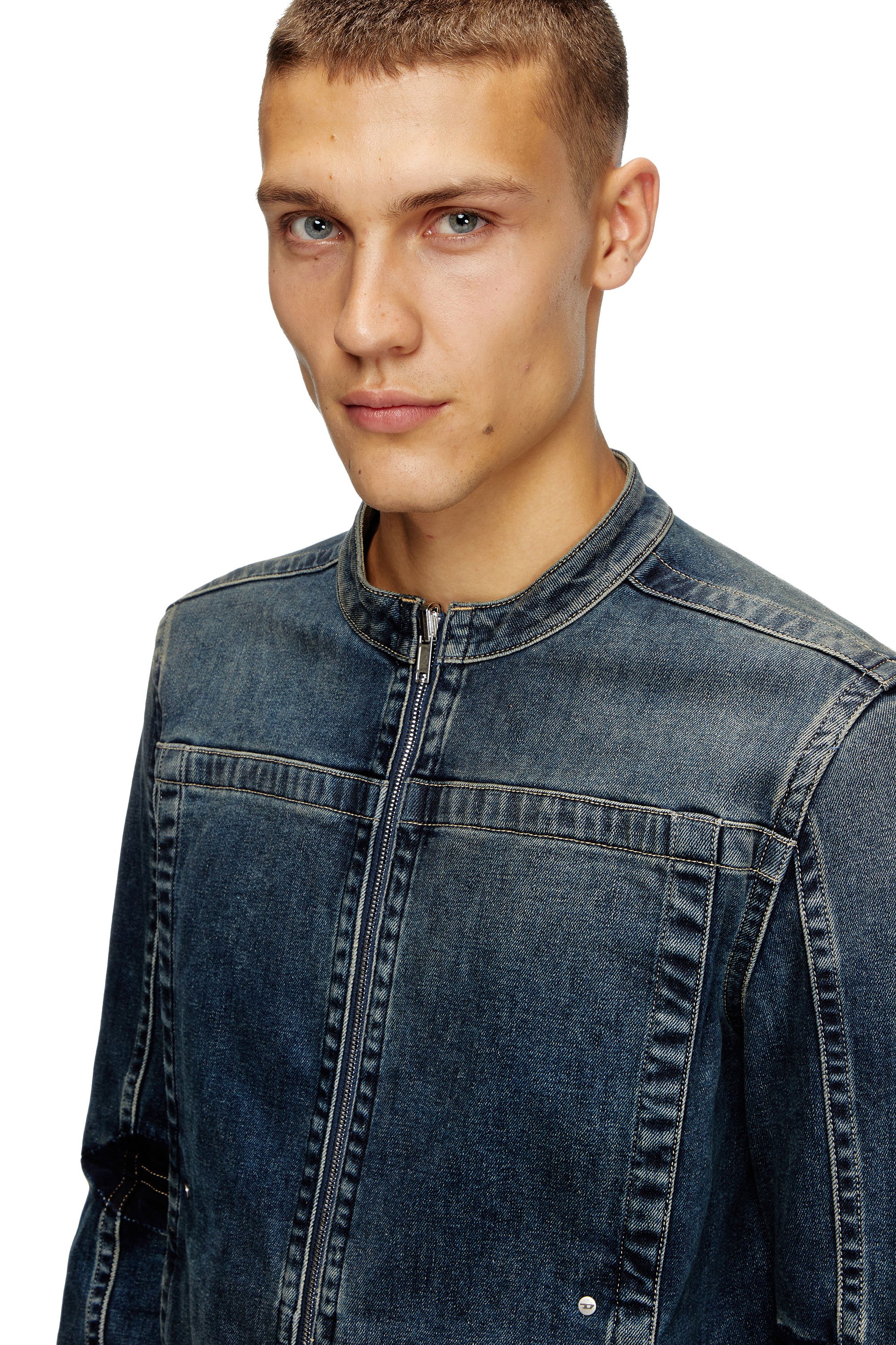 Diesel - D-GLORY-RE, Veste biker en denim Rehab Homme in Bleu - 7