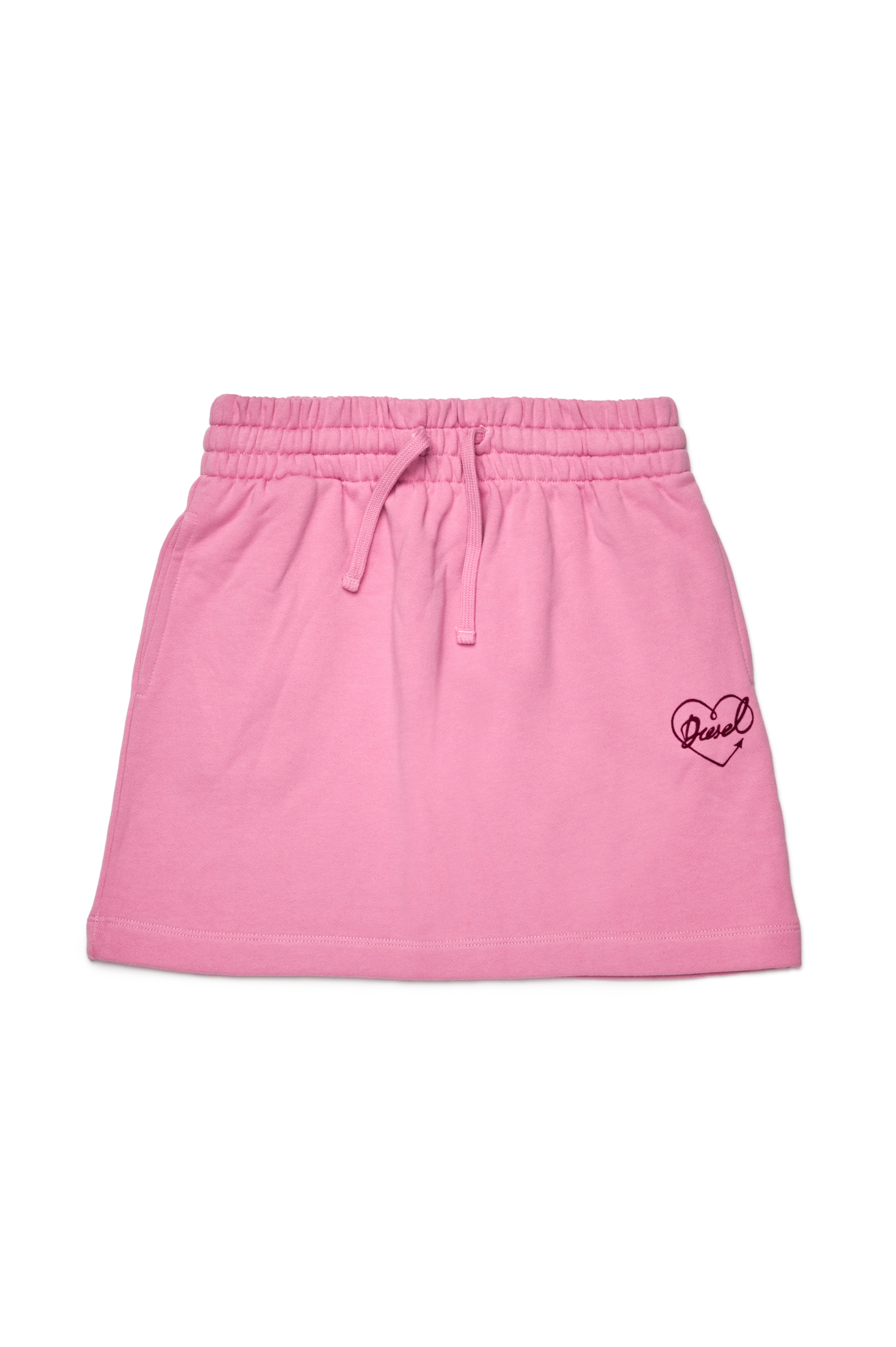 Diesel - GINNYX, Mini-jupe en coton avec logo cœur floqué Femme in Rose - 1