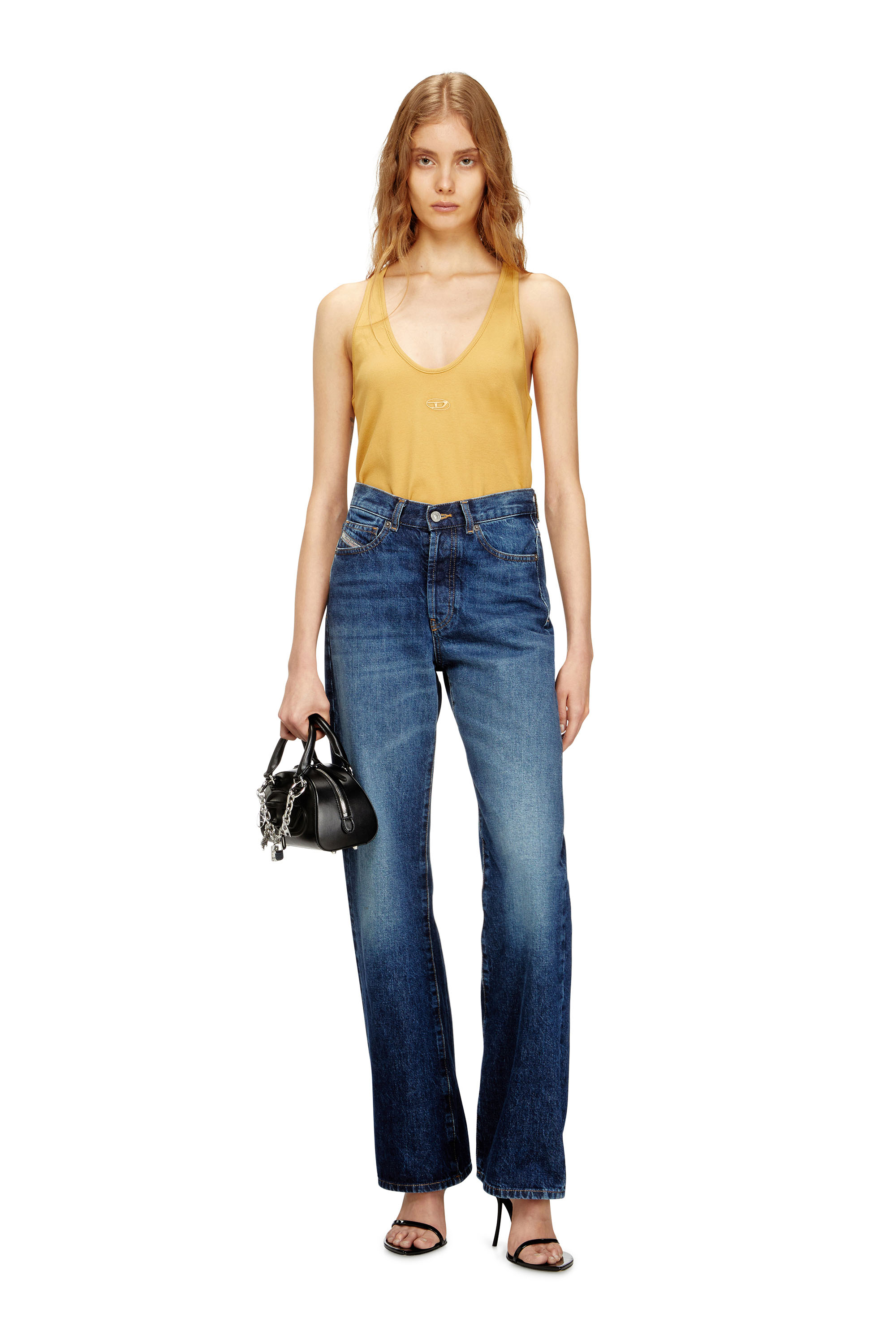 Diesel - T-IPSYA-LKDS, Débardeur côtelé avec Oval D Femme in Orange - 2