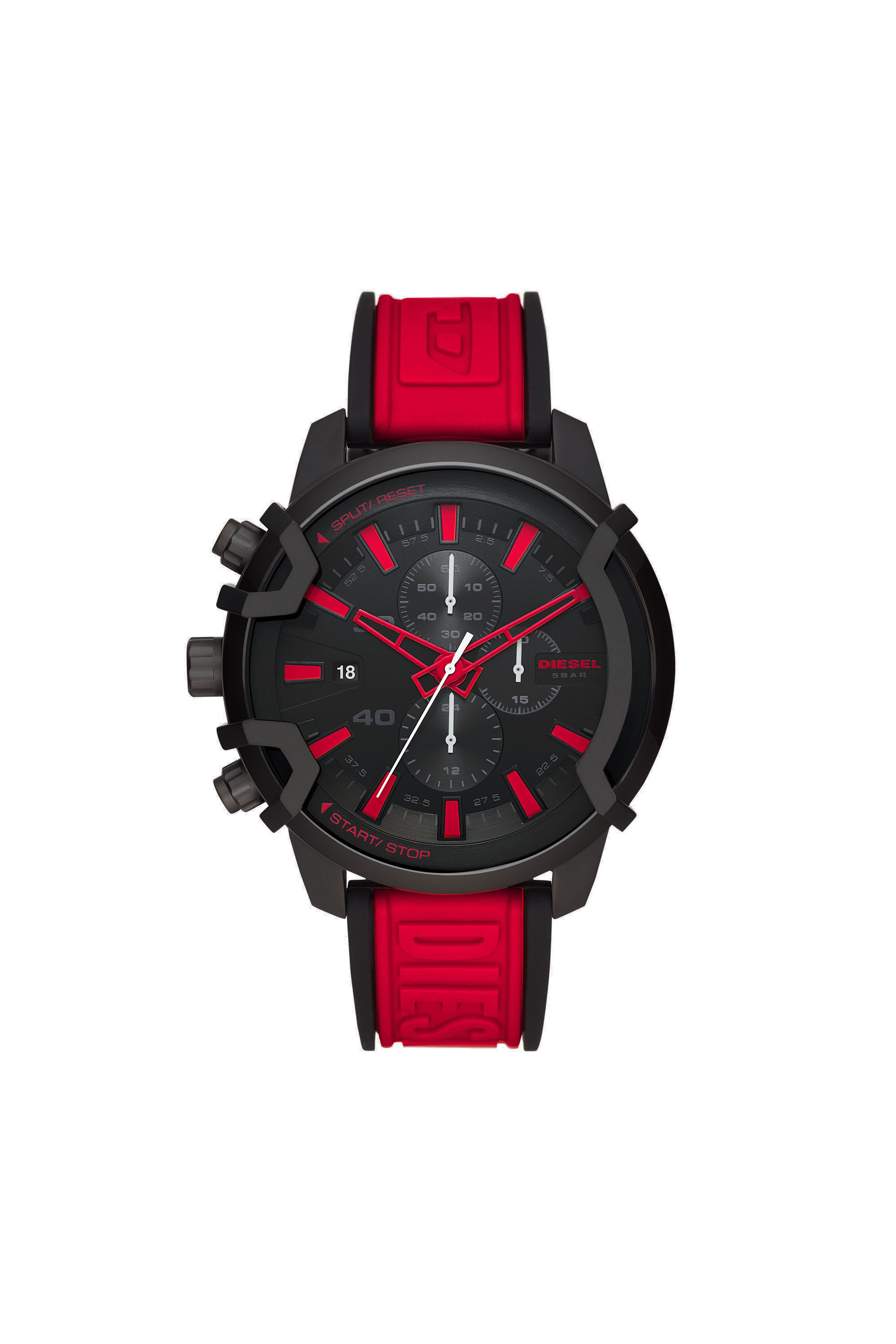 Diesel - DZ4530, Montre Griffed chronographe en silicone rouge Homme in Rouge - 1