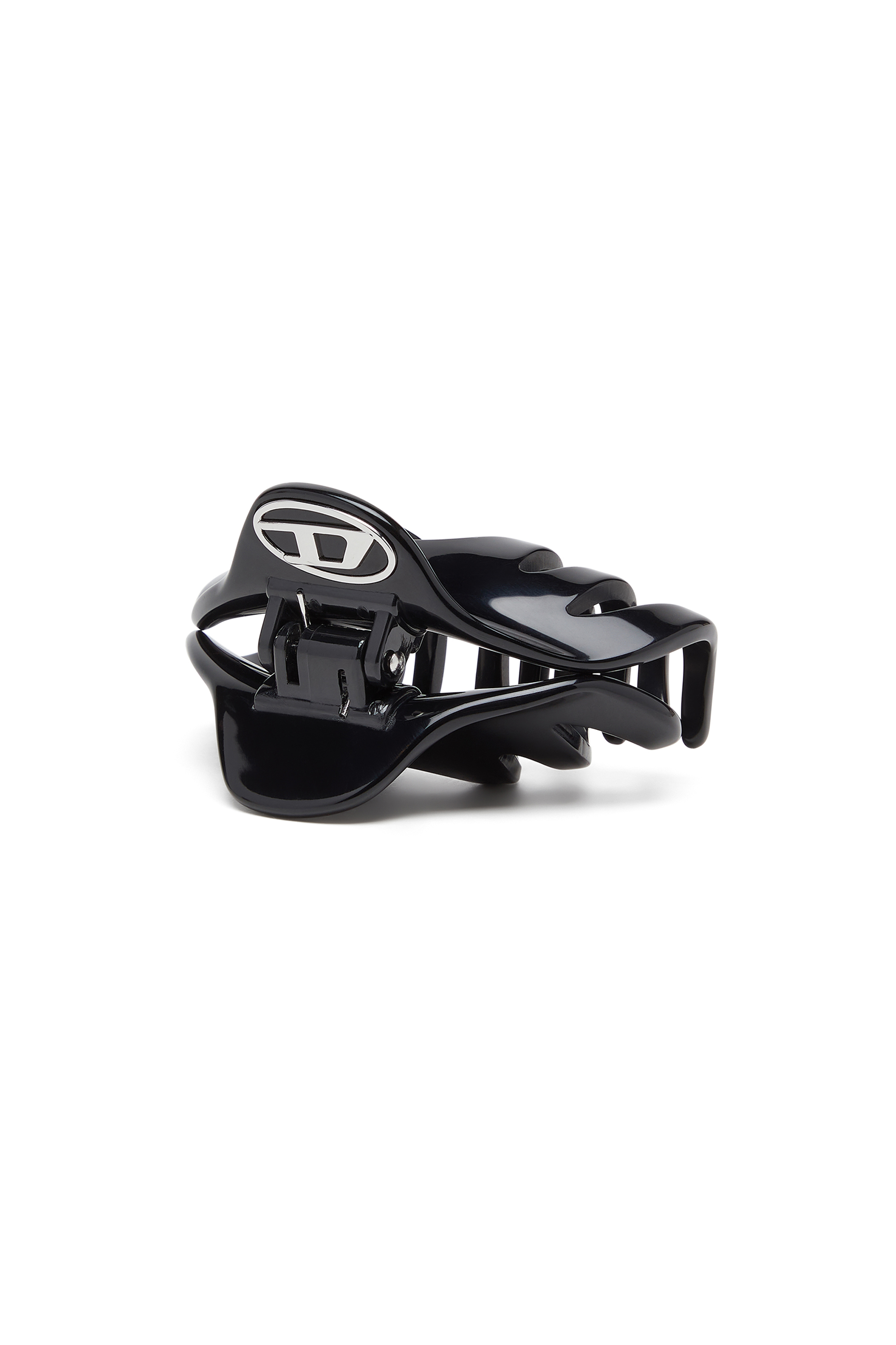Diesel - TALON CLIP, Barrette en résine avec logo Oval D Femme in Noir - 1