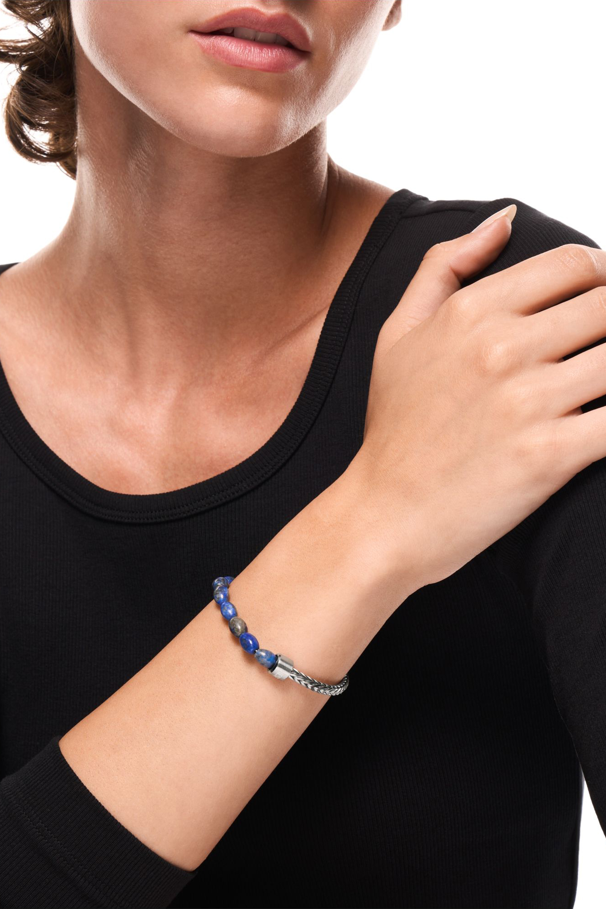 Diesel - DX1713040, Bracelet en perles de lapis-lazuli Mixte in Gris argent&eacute; - 4