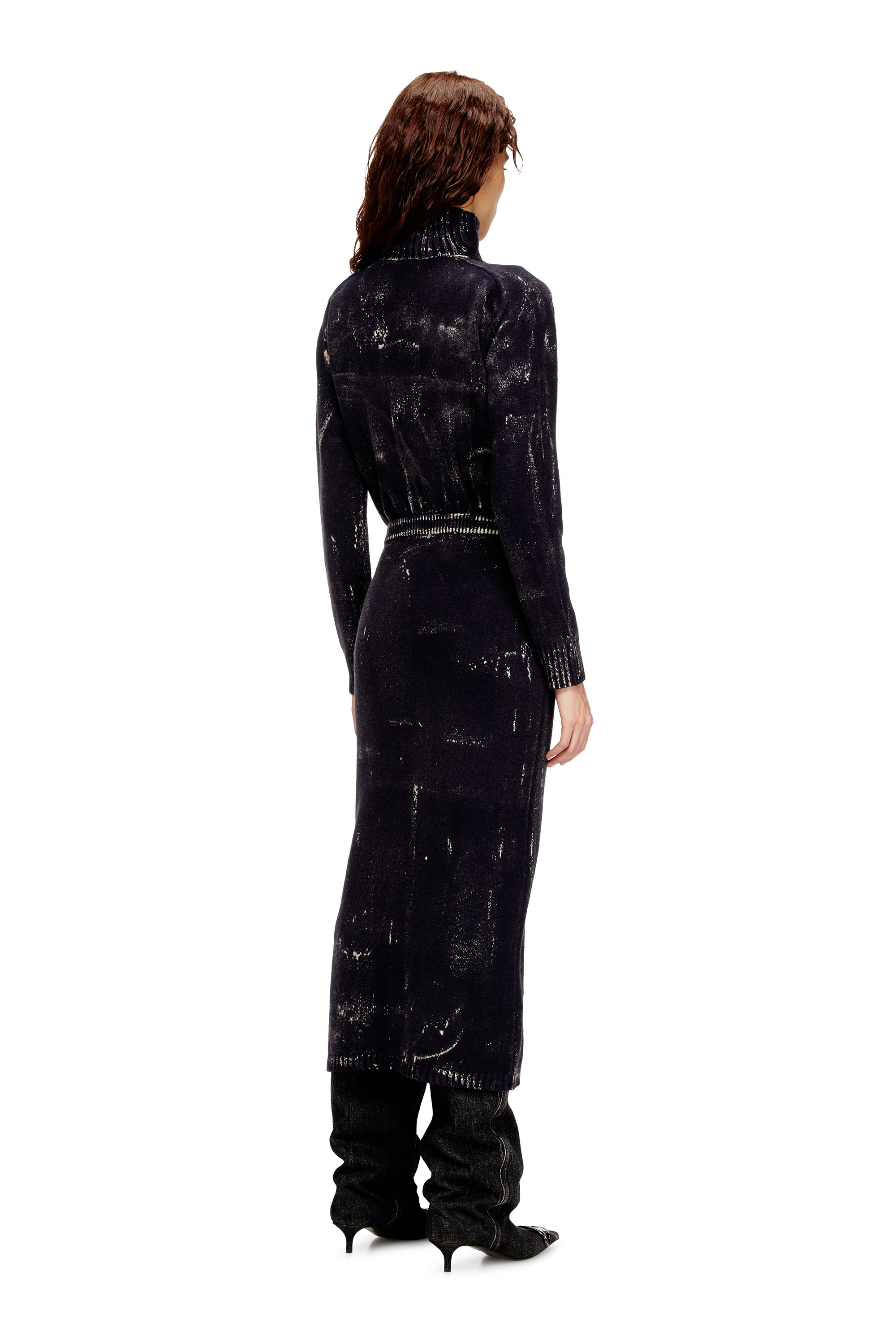 Diesel - M-MARCELLE, Robe midi en maille mélangée traitée Femme in Noir - 4