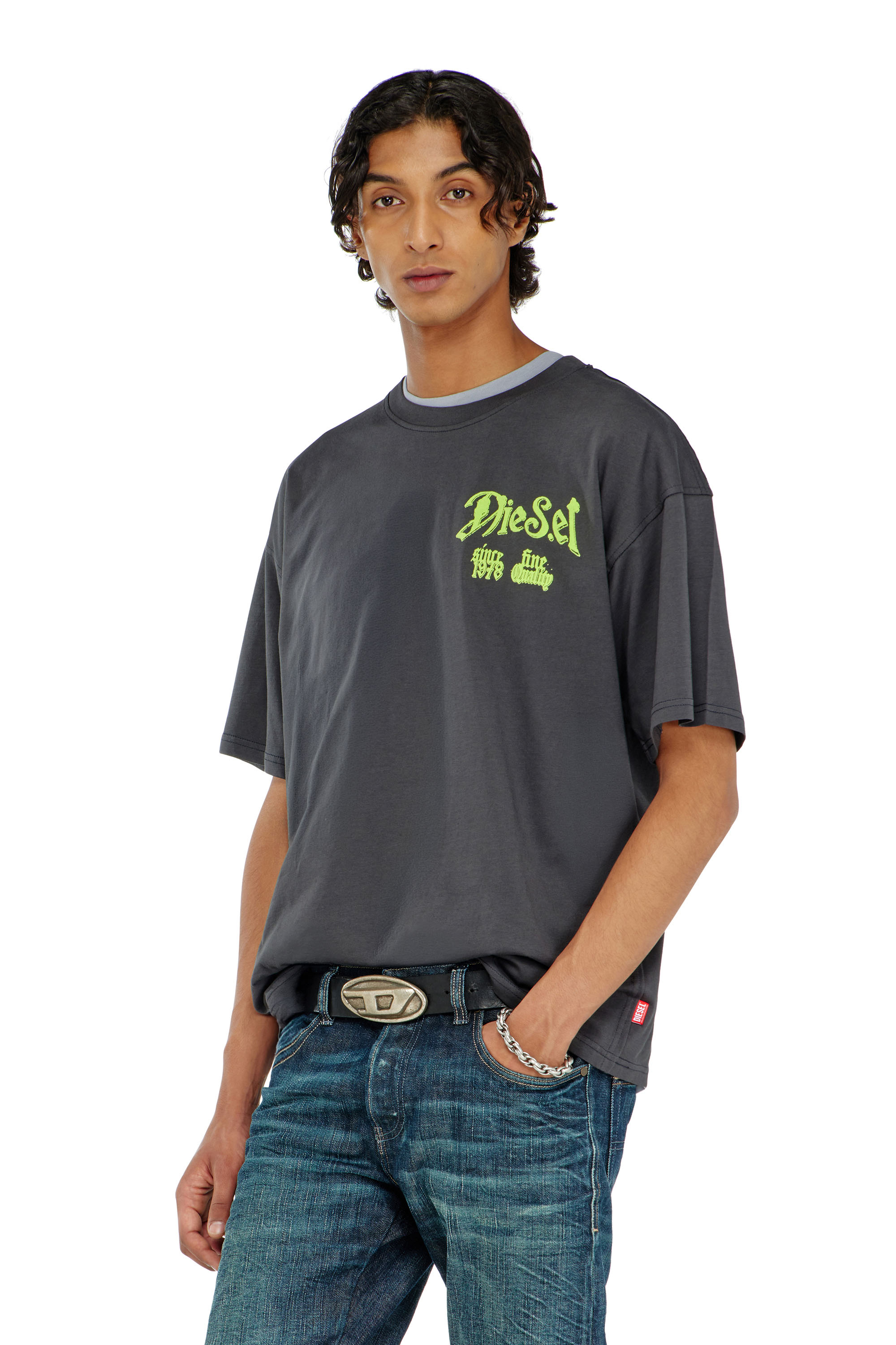 Diesel - T-BOXT-AA2, T-shirt en coton avec motif floqu&eacute; Homme in ToBeDefined - 1