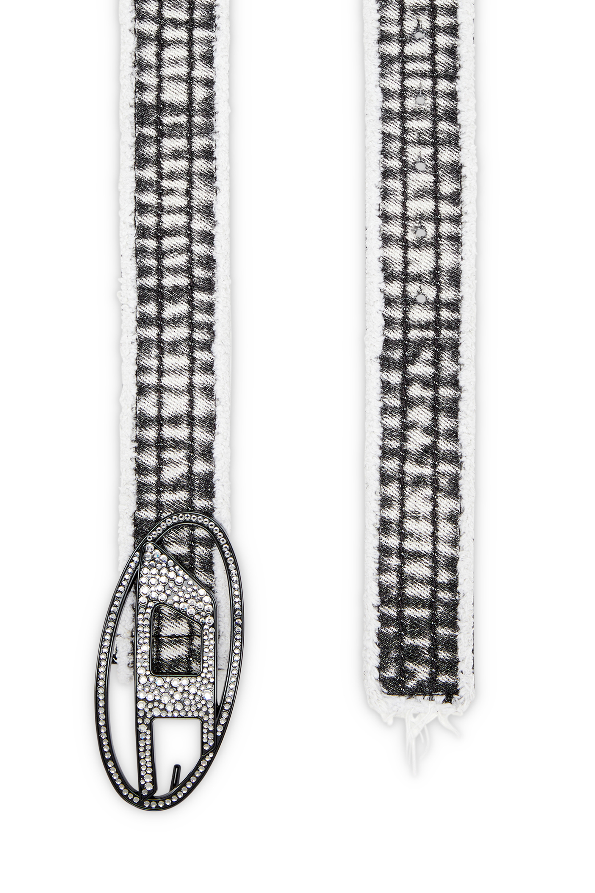 Diesel - B-1DR STRASS, Ceinture en denim et cuir avec boucle en cristal Femme in Noir - 2