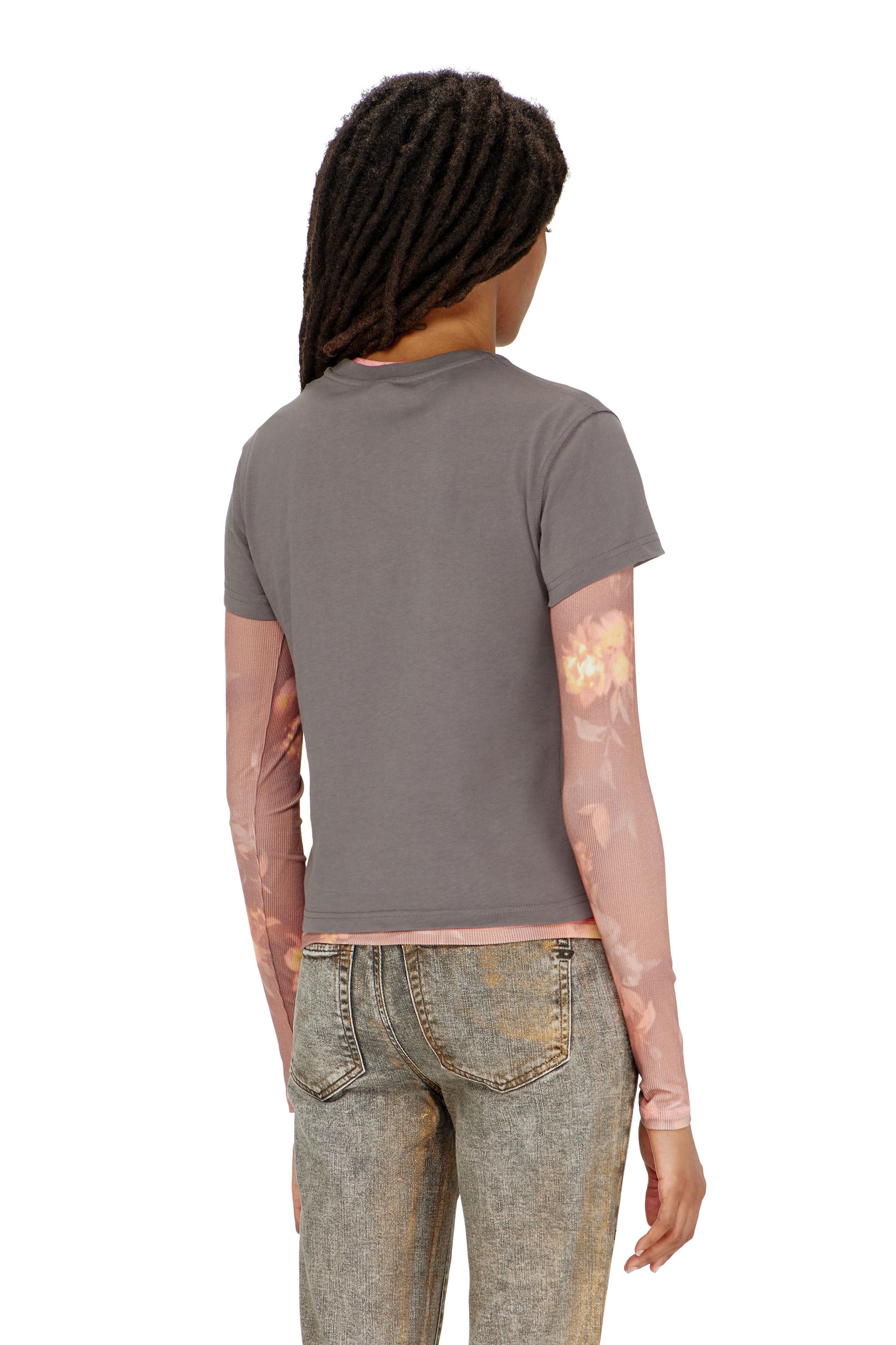 Diesel - T-ILA-AA4, T-shirt avec imprim&eacute; logo Femme in Gris - 4
