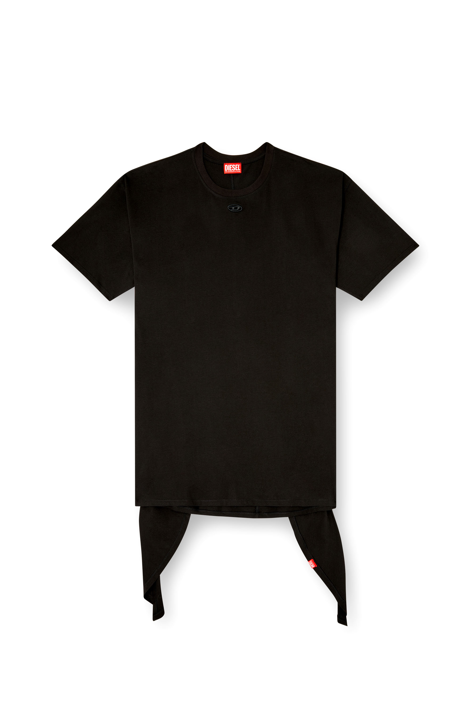 Diesel - D-EIVOR, Robe T-shirt avec nœud à l'avant Femme in Noir - 2