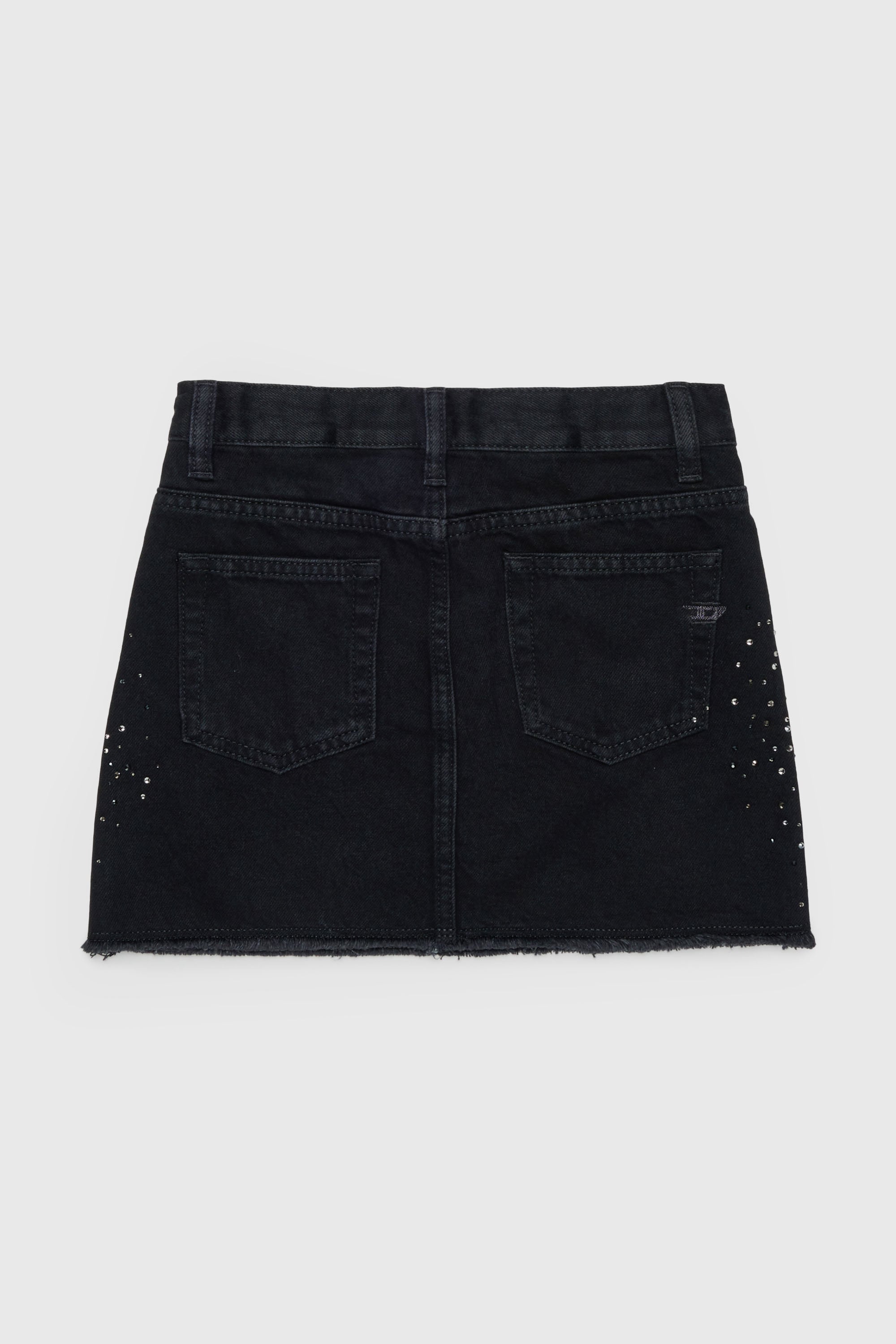 Diesel - GIANNA-SP, Mini-jupe en denim effiloch&eacute; avec strass Femme in Noir - 2