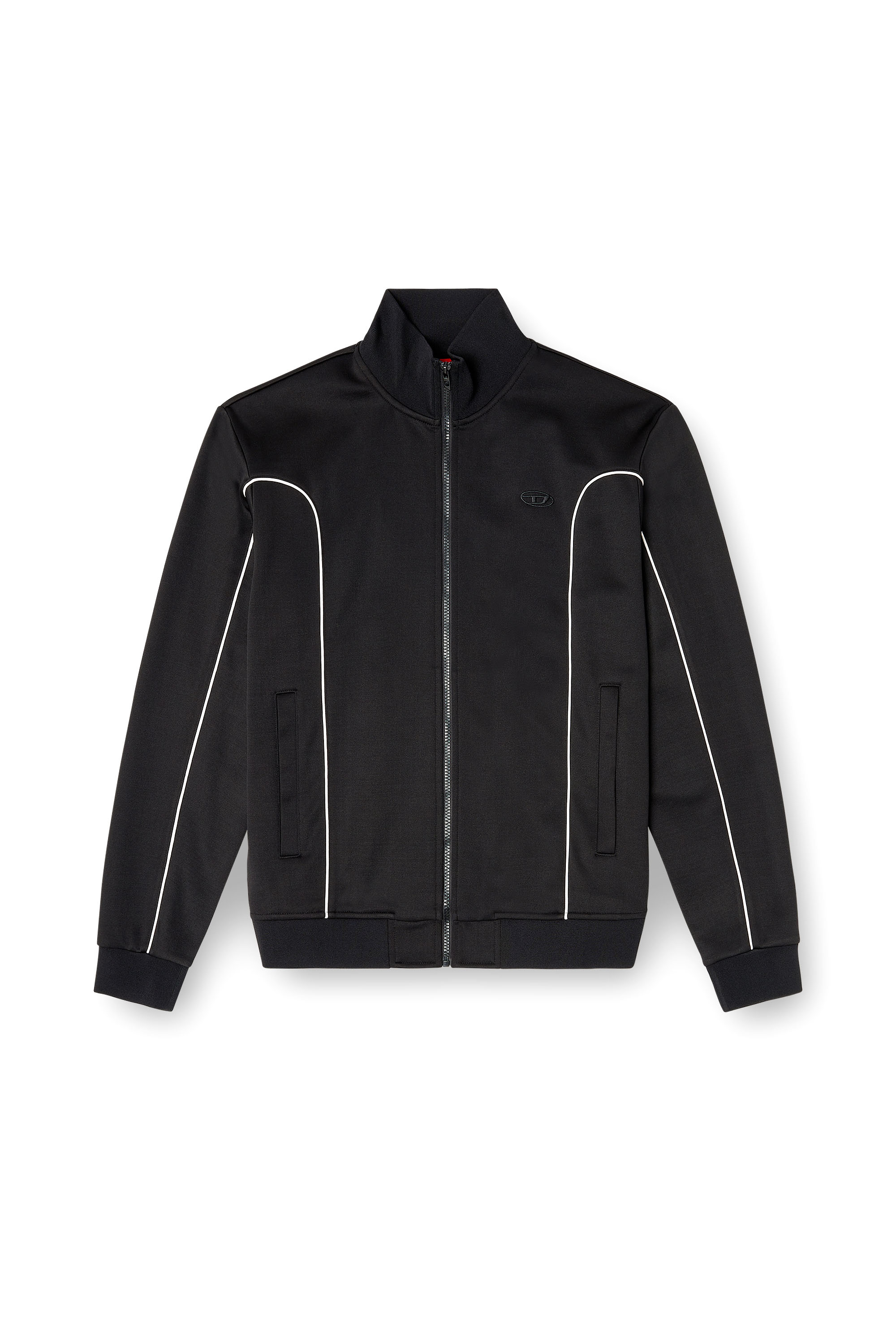 Diesel - S-LOCKING-DO, Veste de surv&ecirc;tement en tissu molletonn&eacute; avec passepoil contrastant Homme in Noir - 3