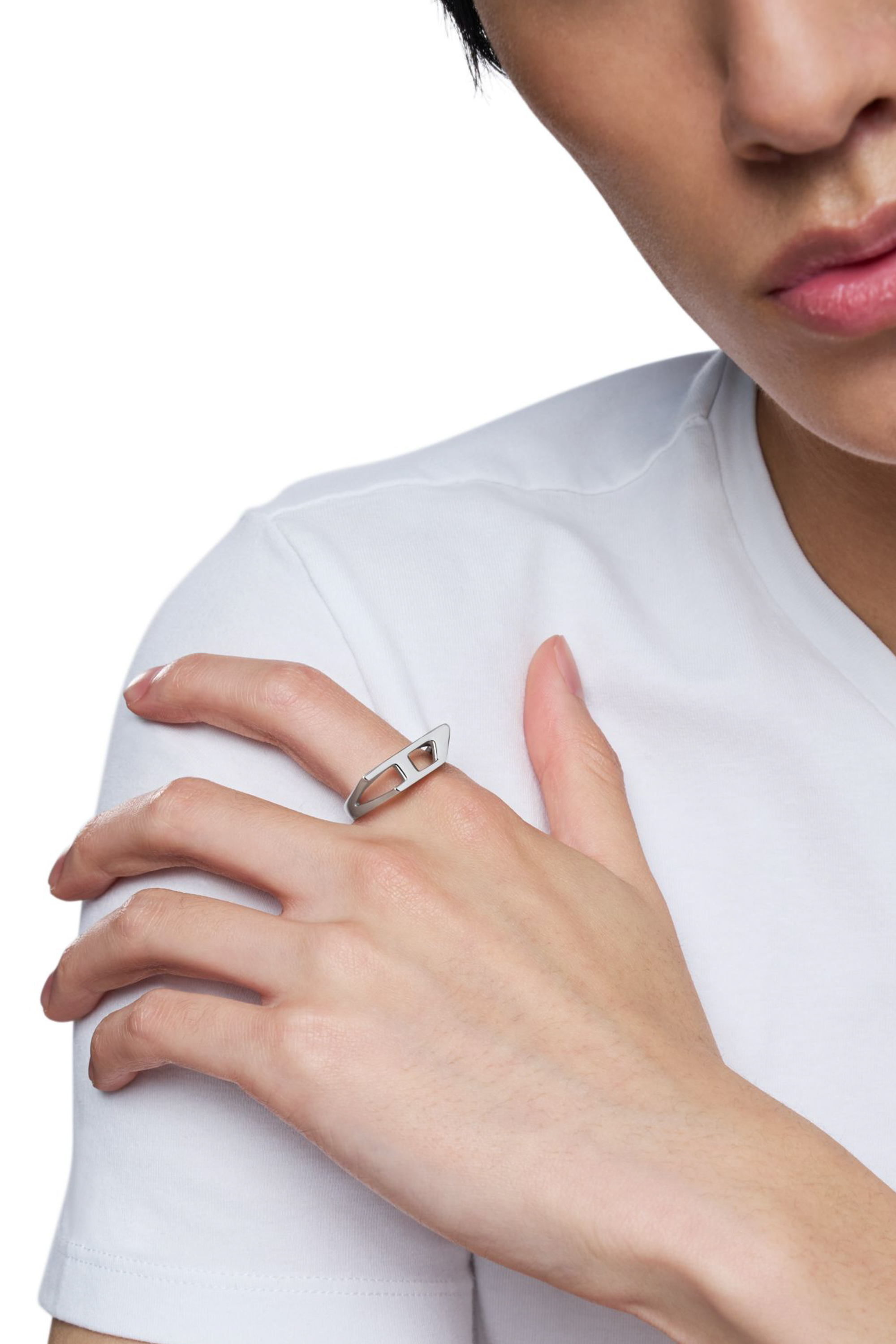 Diesel - DX1638040 JEWELLERY, Bague chevalière en acier inoxydable Mixte in Gris argenté - 6