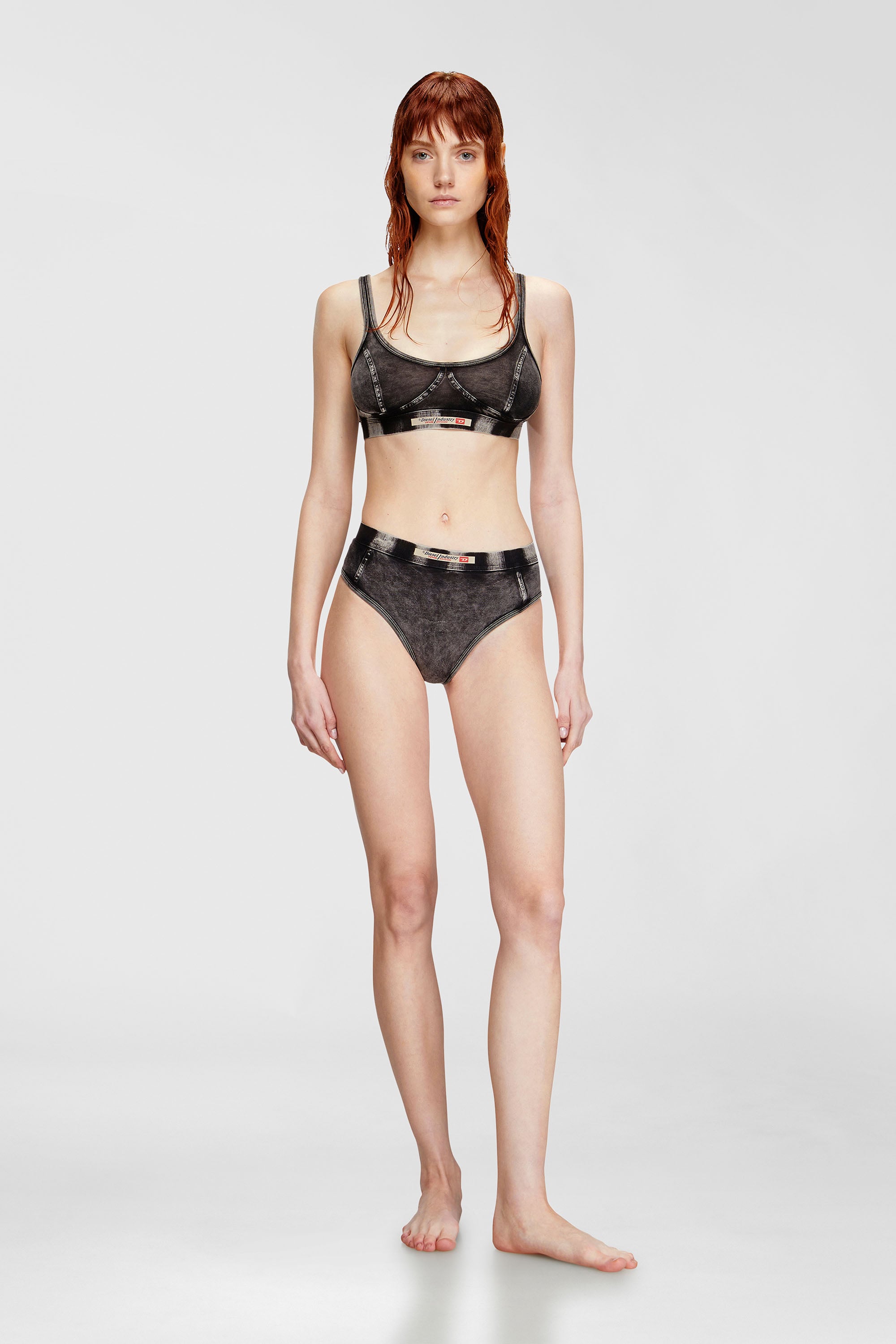 Diesel - HIPSTER-DNM, Culotte hipster en jersey effet denim Femme in Noir - 1