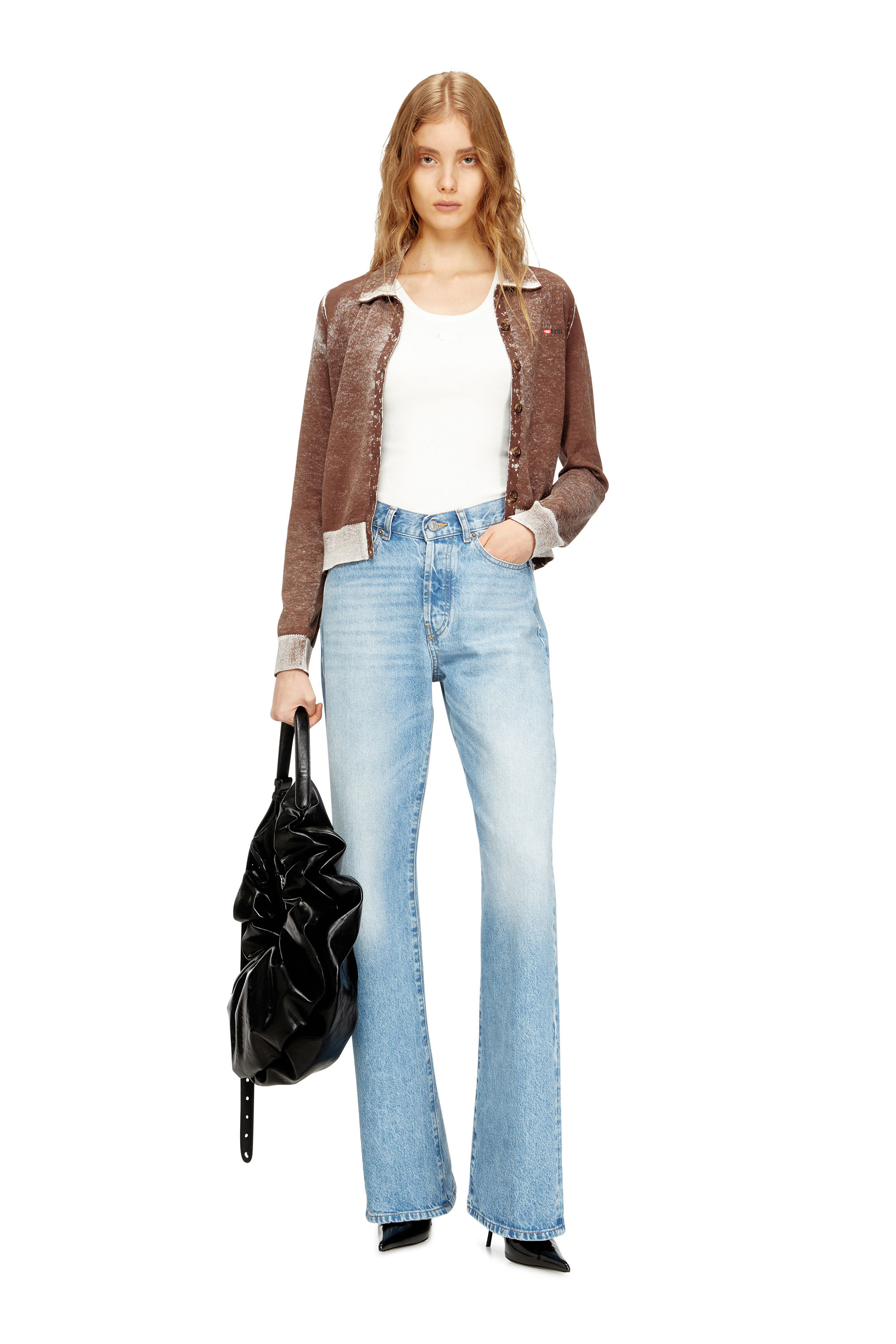 Diesel - T-ANKI-OD, Débardeur ajusté côtelé avec Ovale D métallique Femme in Blanc - 2