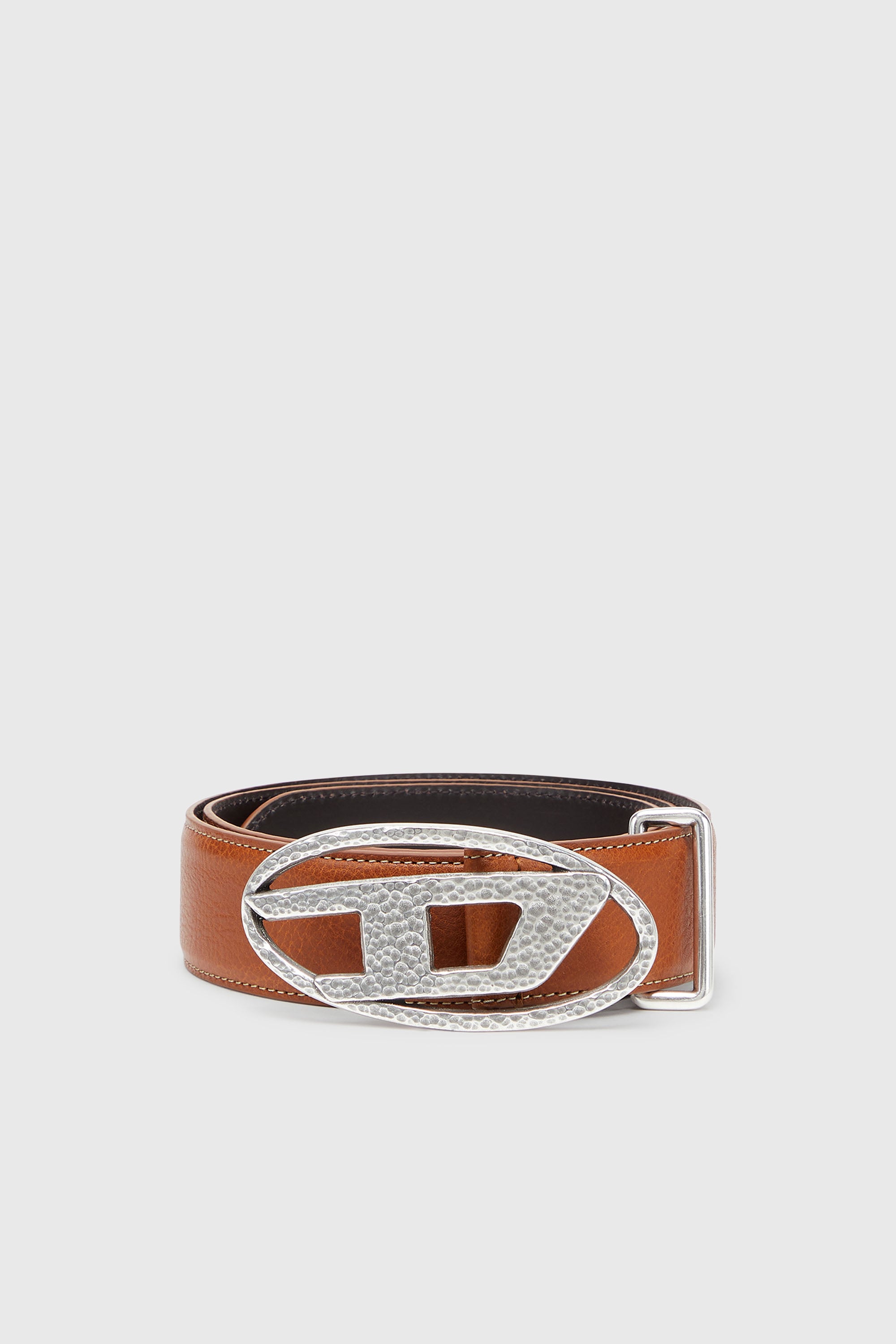 Diesel - B-1DR, 4 cm ceinture en cuir avec boucle Oval D martel&eacute;e Mixte in Marron - 1