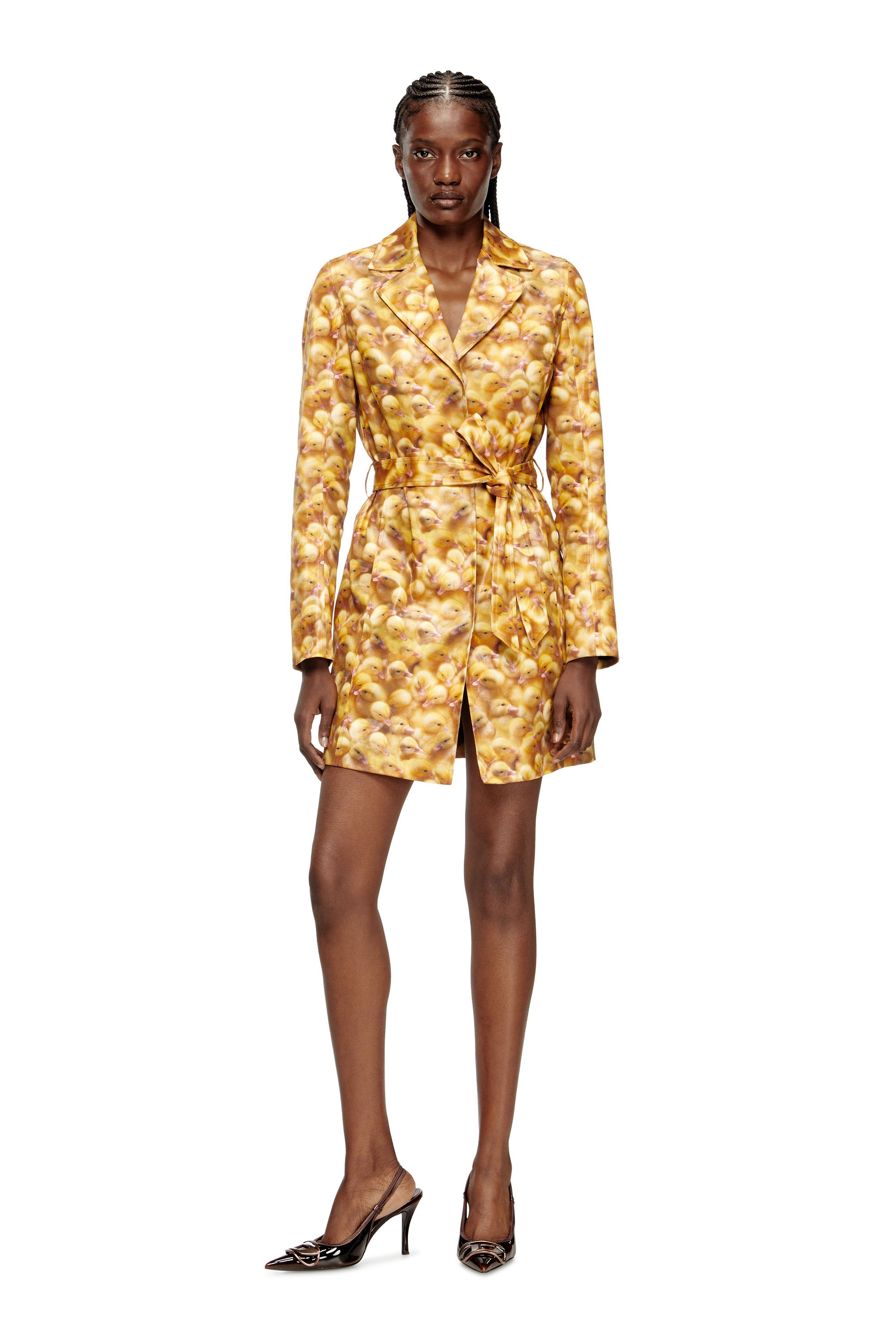 Diesel - G-OJI, Trench-coat à imprimé caneton Femme in Jaune - 1