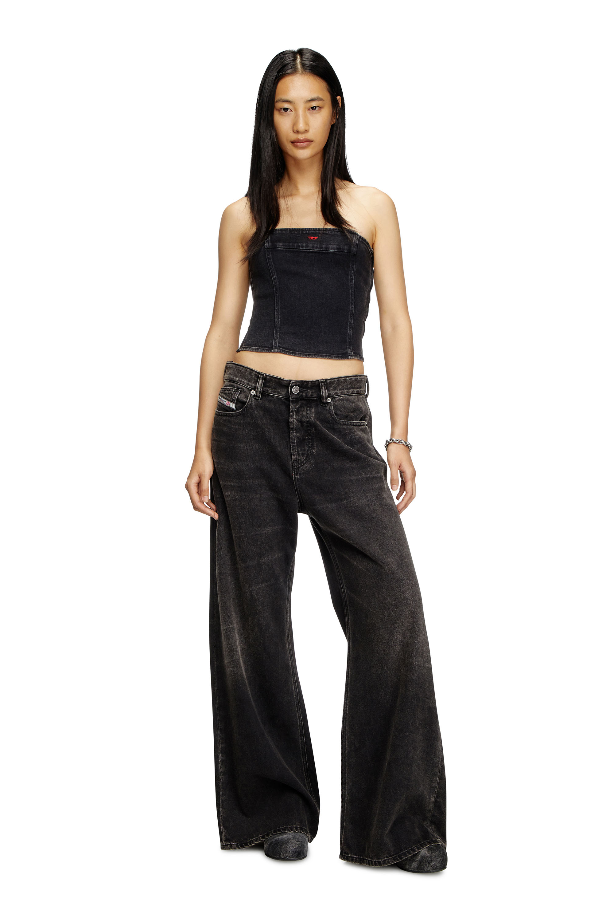 Diesel - DE-VILLE, Top tube en denim confort Femme in Noir - 2