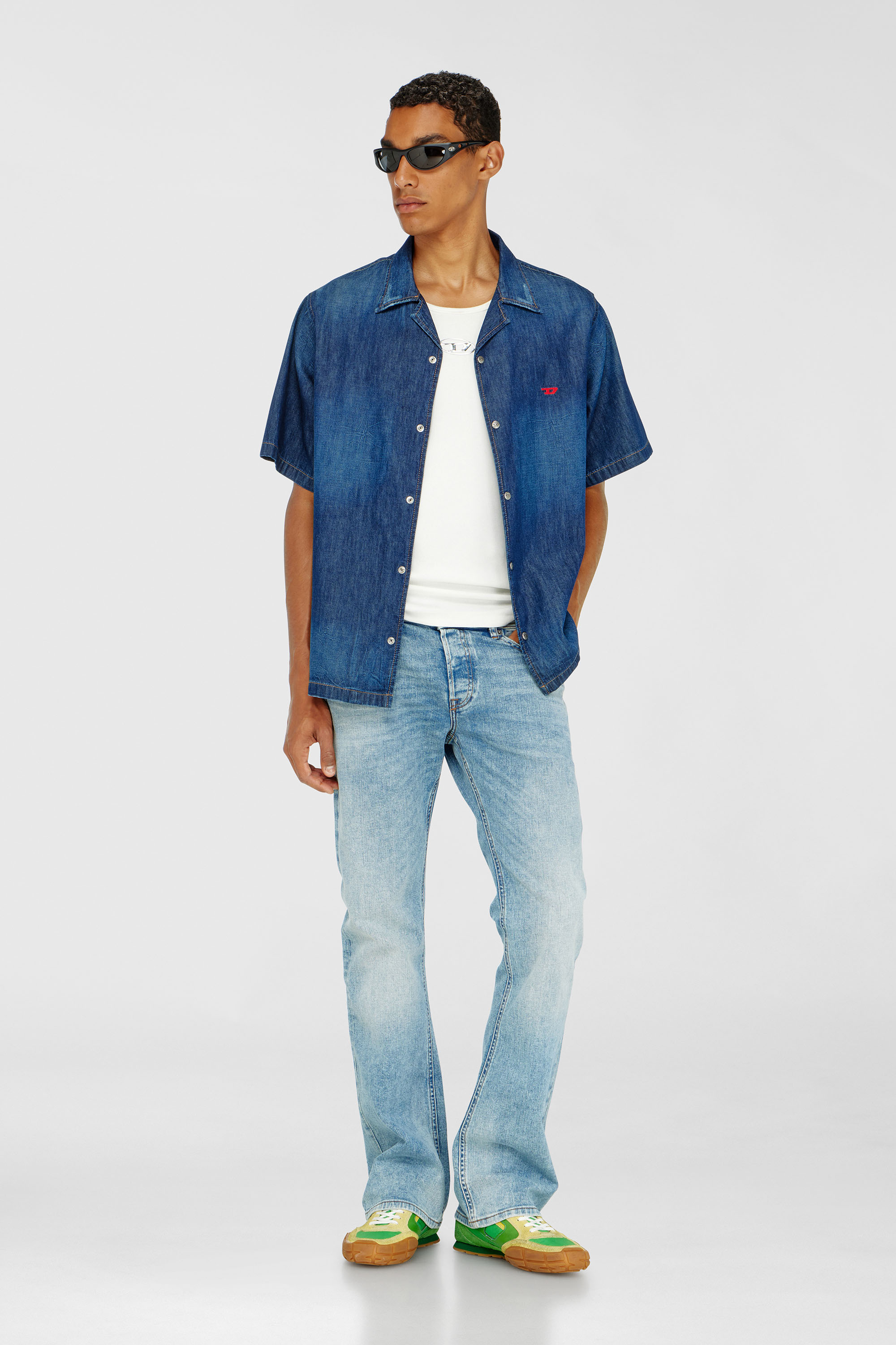 Diesel - D-NABIL-D, Chemise &agrave; manches courtes en denim Homme in Bleu - 1