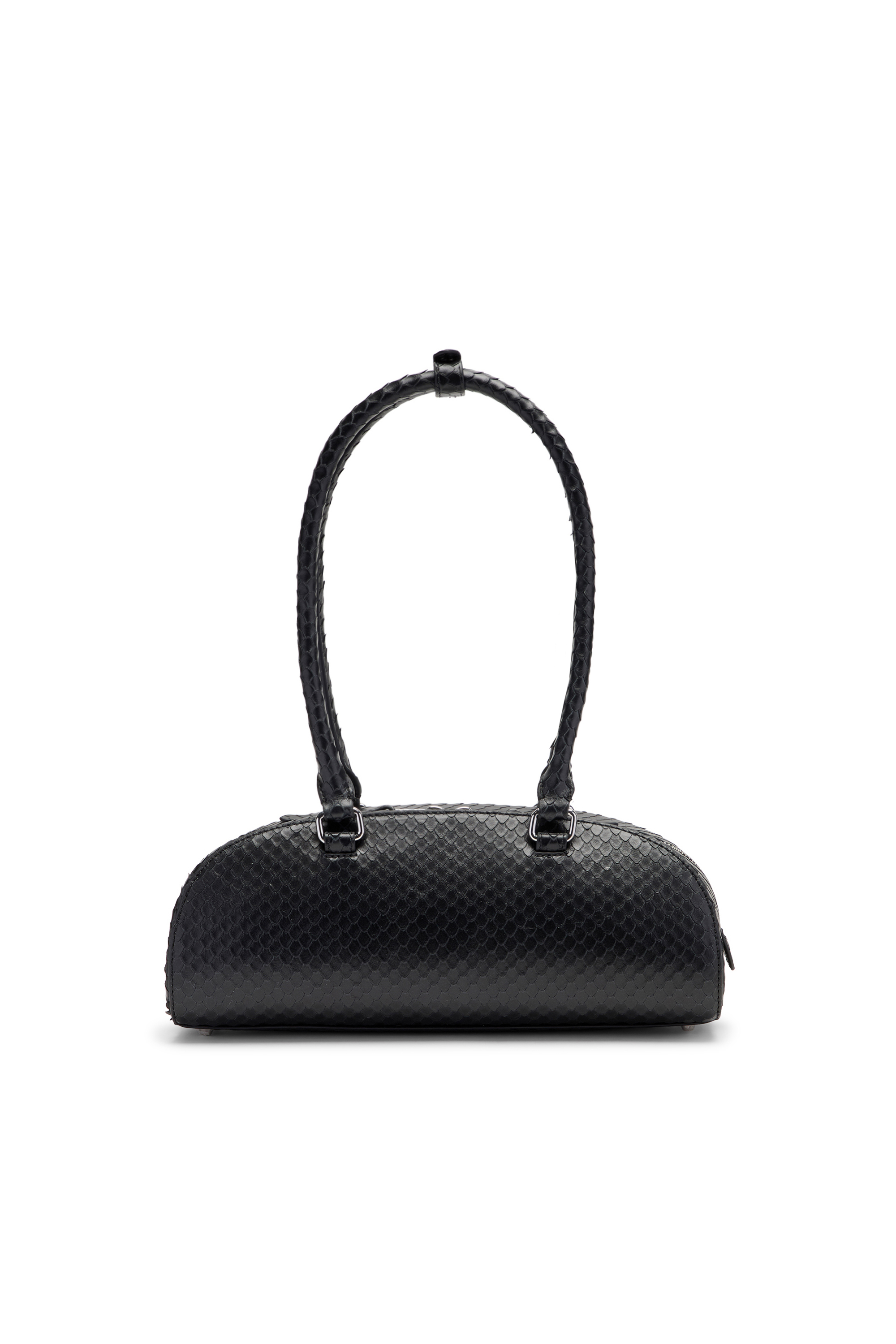 Diesel - 1DR DOME SHOULDER EW, 1DR Dome-Sac bowling allong&eacute; en cuir effet serpent Femme in Noir - 3