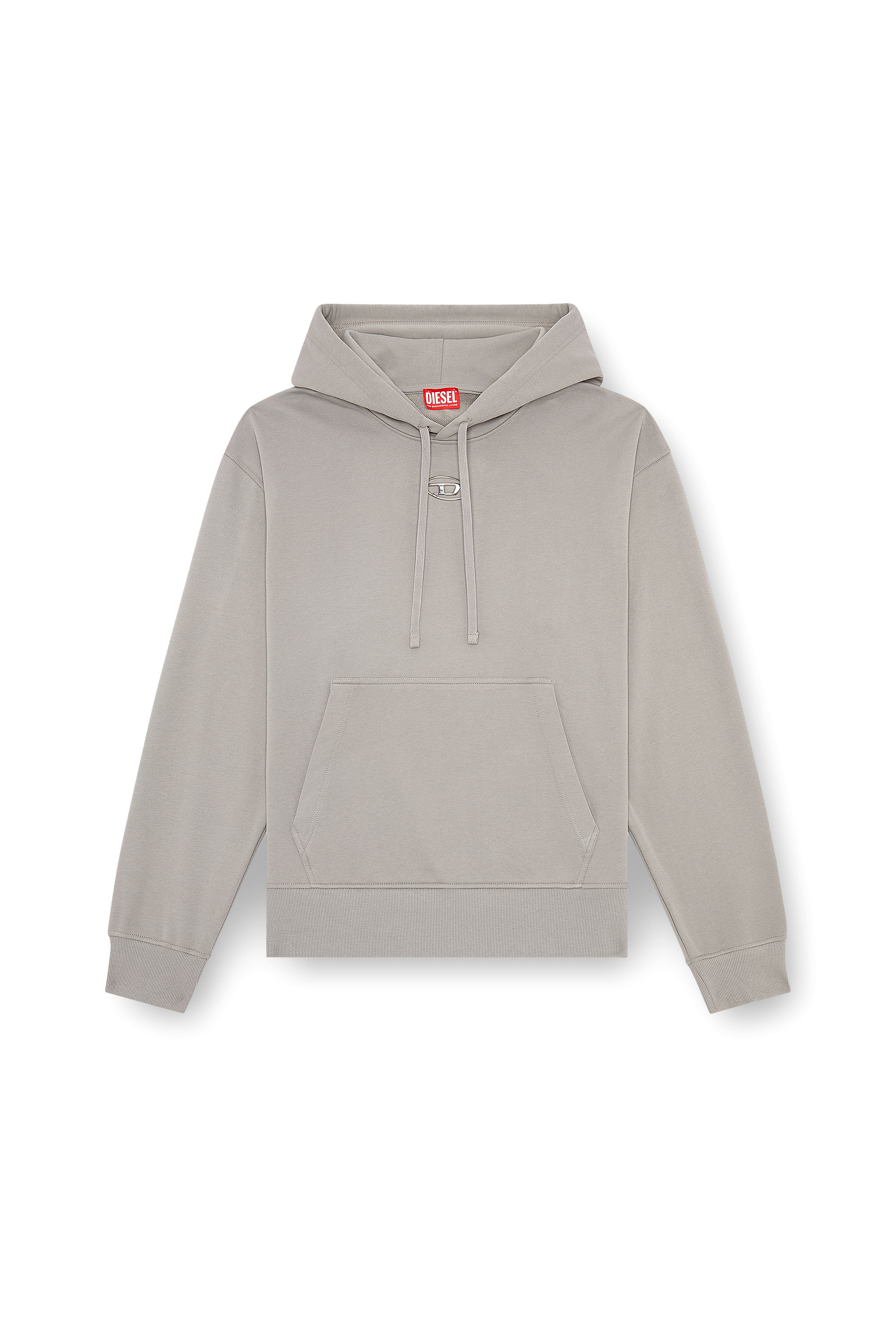Diesel - S-MACS-HOOD-OD, Sweat-shirt &agrave; capuche oversize avec logo m&eacute;tallis&eacute; Homme in Gris - 2