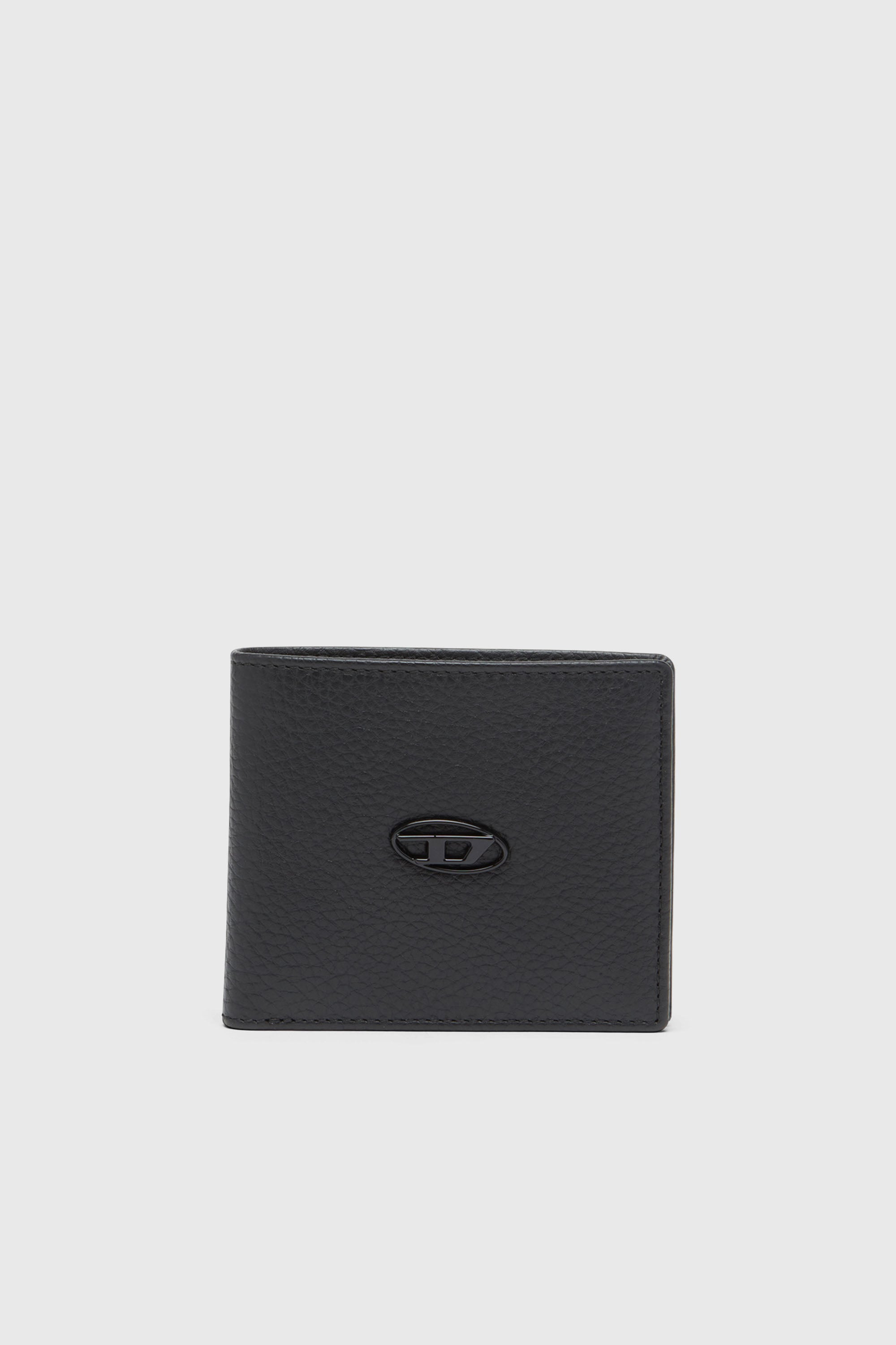 Diesel - BI FOLD COIN S, Portefeuille &agrave; deux volets en cuir grain&eacute; Homme in Noir - 1