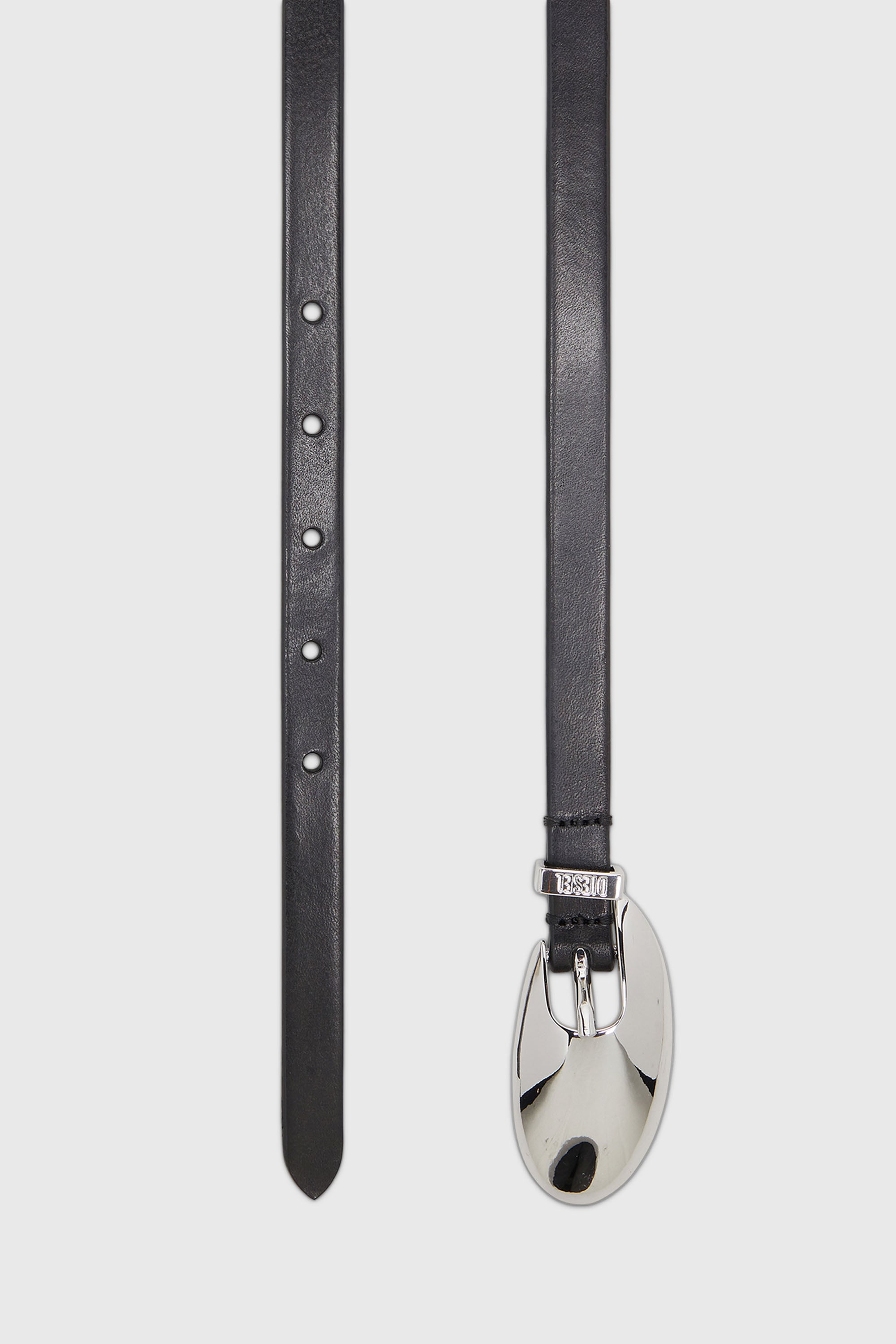 Diesel - B-ROP 15, Ceinture 1.5 cm fine en cuir avec boucle sculpturale Femme in Noir - 2