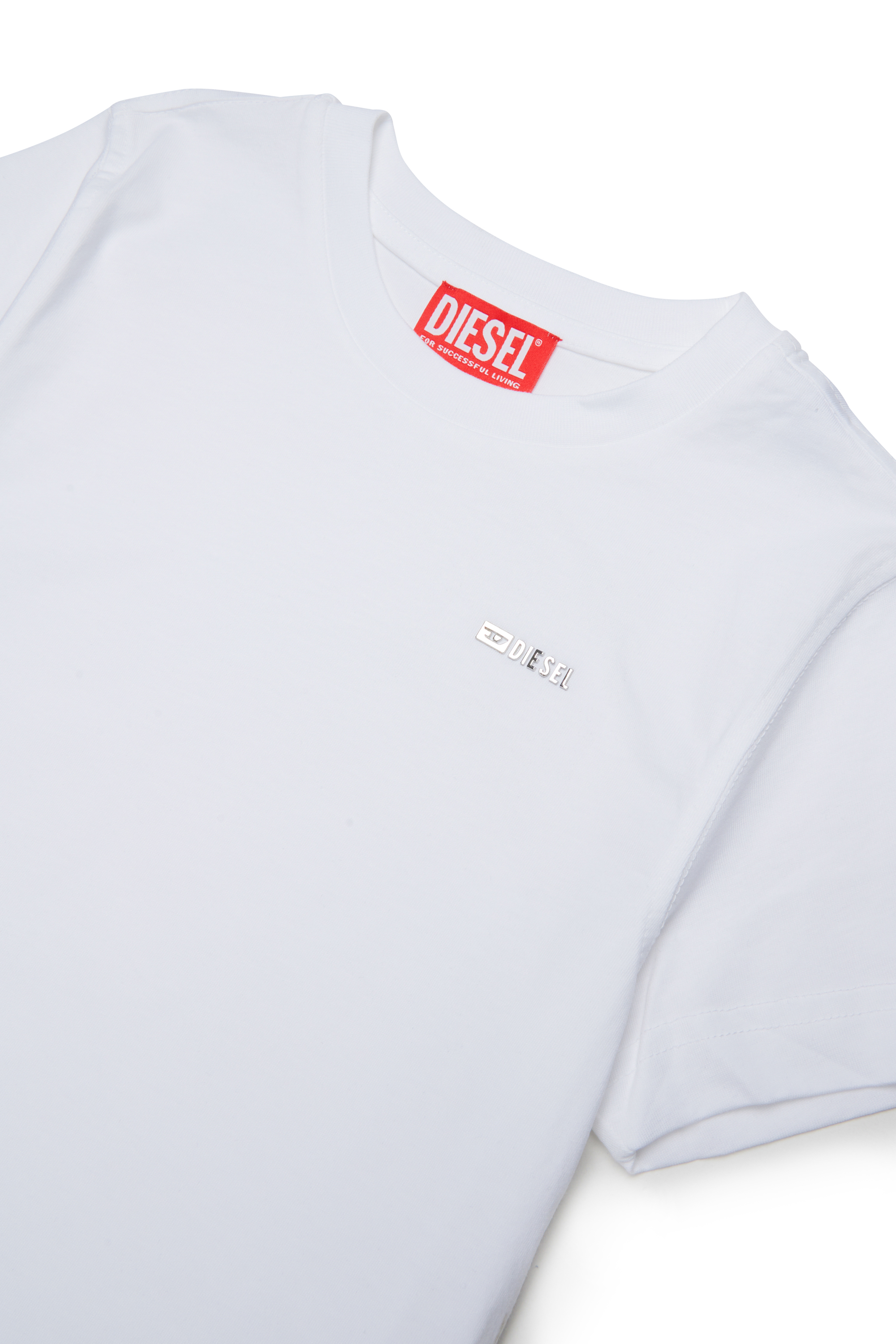 Diesel - TADJUSTMET, T-shirt en coton avec appliqu&eacute; m&eacute;tallique Homme in Blanc - 3