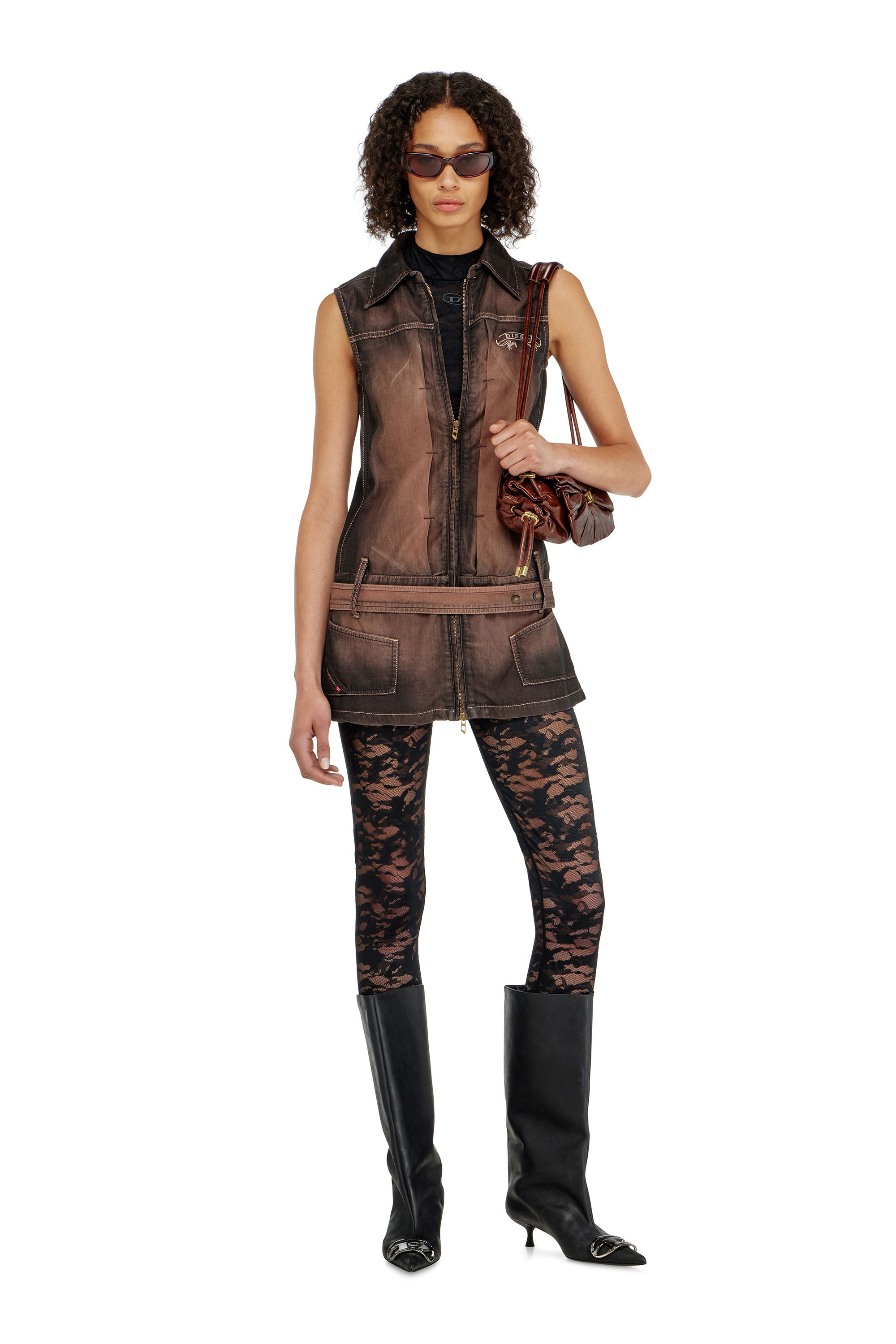 Diesel - HAYLEY-UTLT, Leggings en dentelle nylon camouflage Femme in Noir - 3