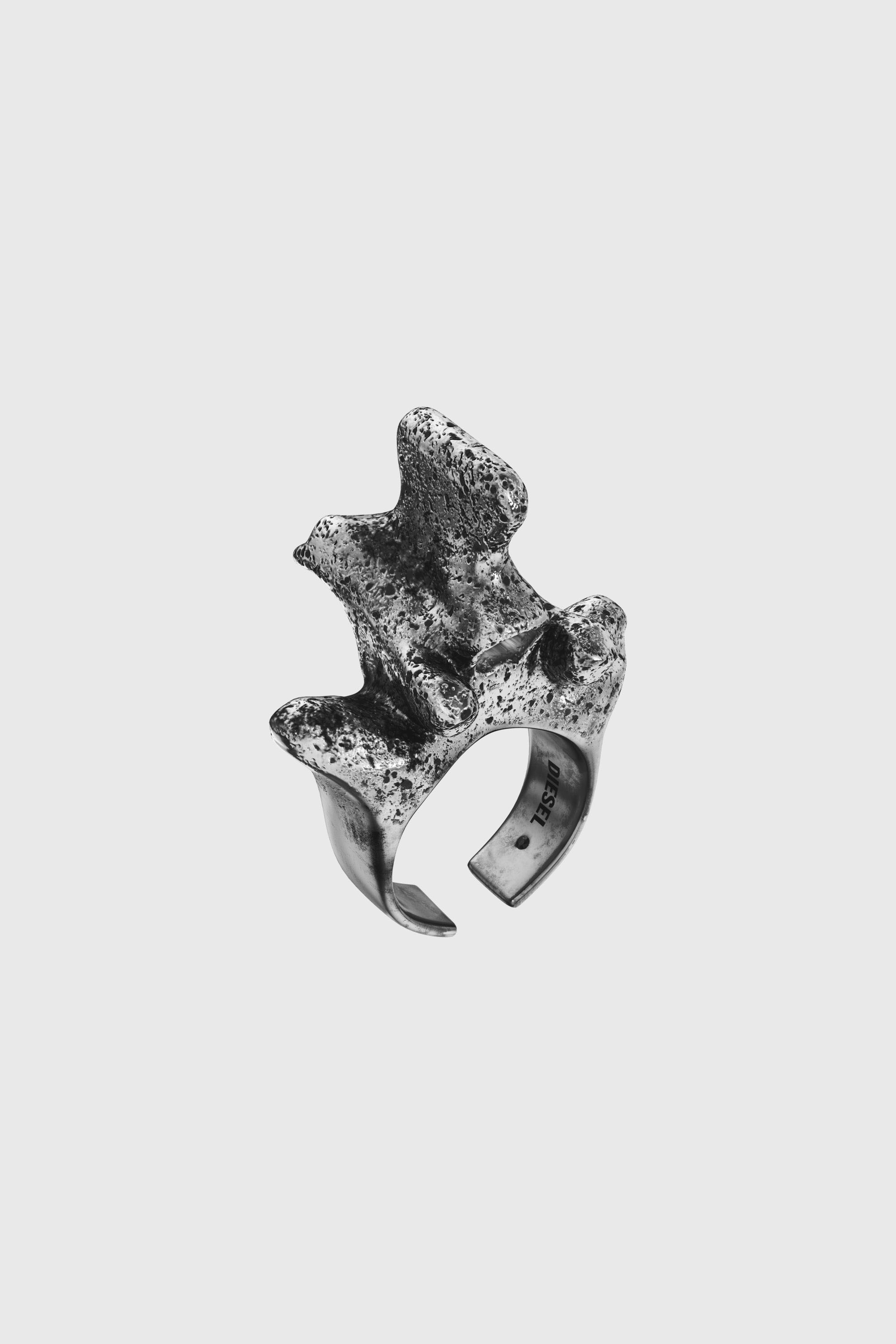 Diesel - DX1708040 JEWELLERY, Bague en m&eacute;tal argent&eacute; avec anneau central Mixte in Gris - 1