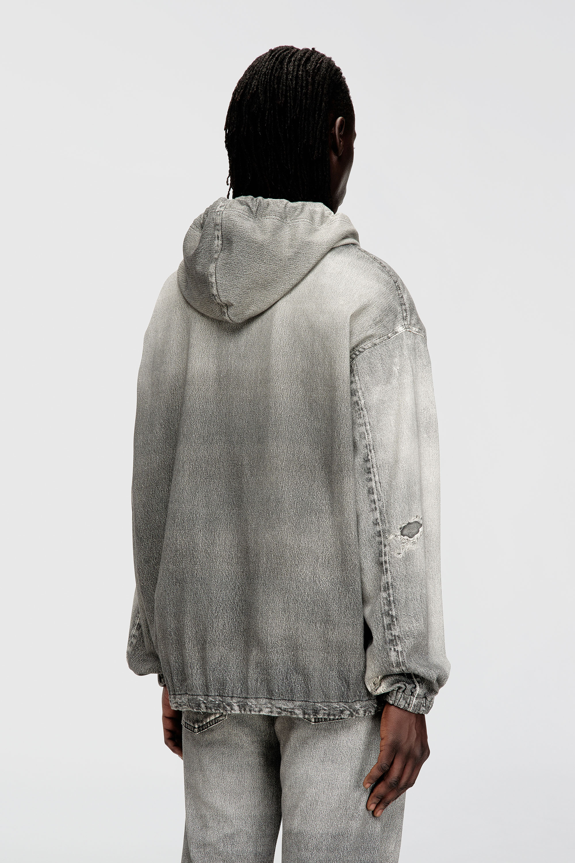 Diesel - D-WYNNY JOGG, Veste &agrave; capuche en trompe-l'&oelig;il JoggJeans Homme in Gris - 4