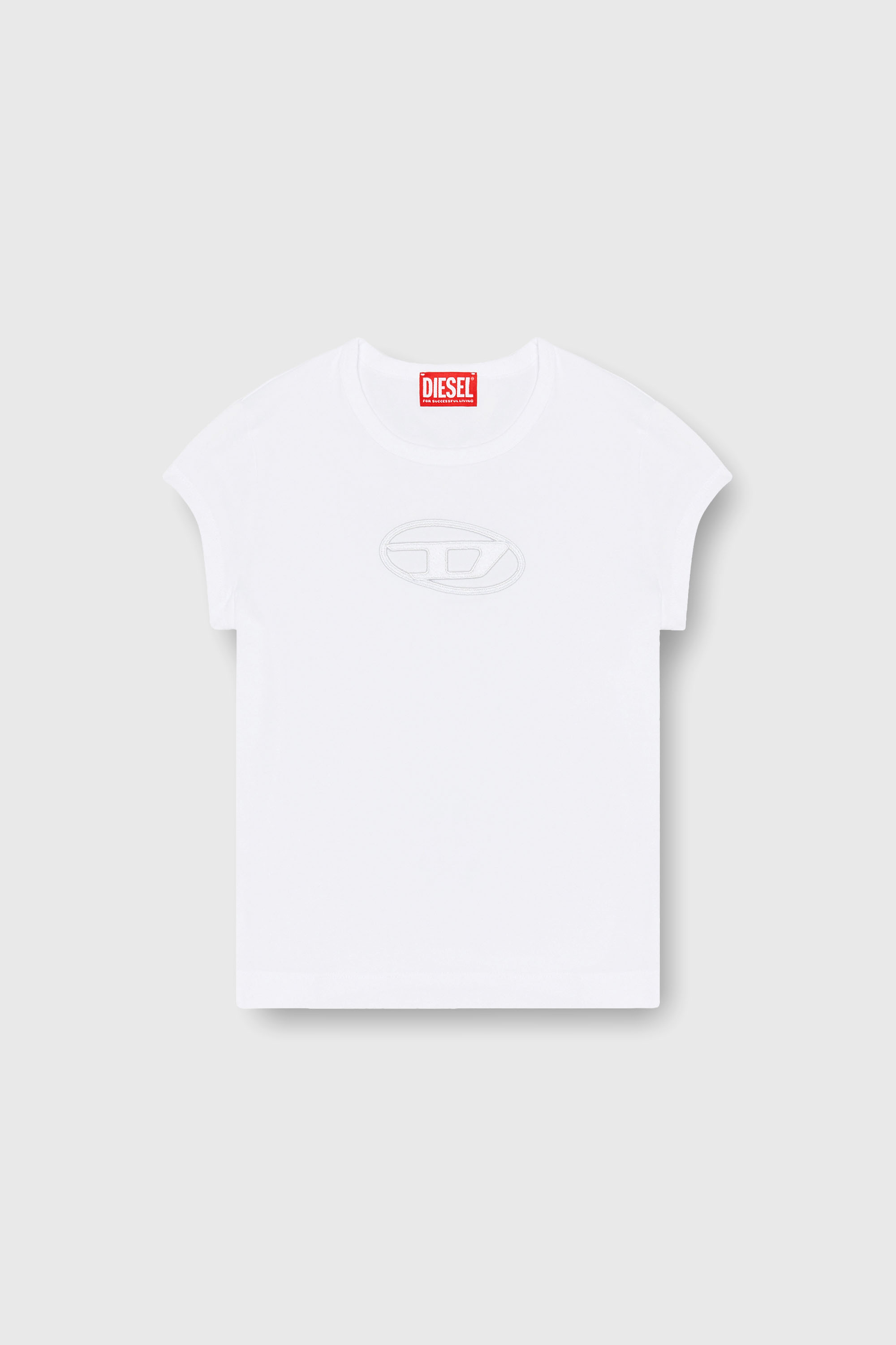 Diesel - T-ANGIE, T-shirt avec logo peek-a-boo Femme in Blanc - 2
