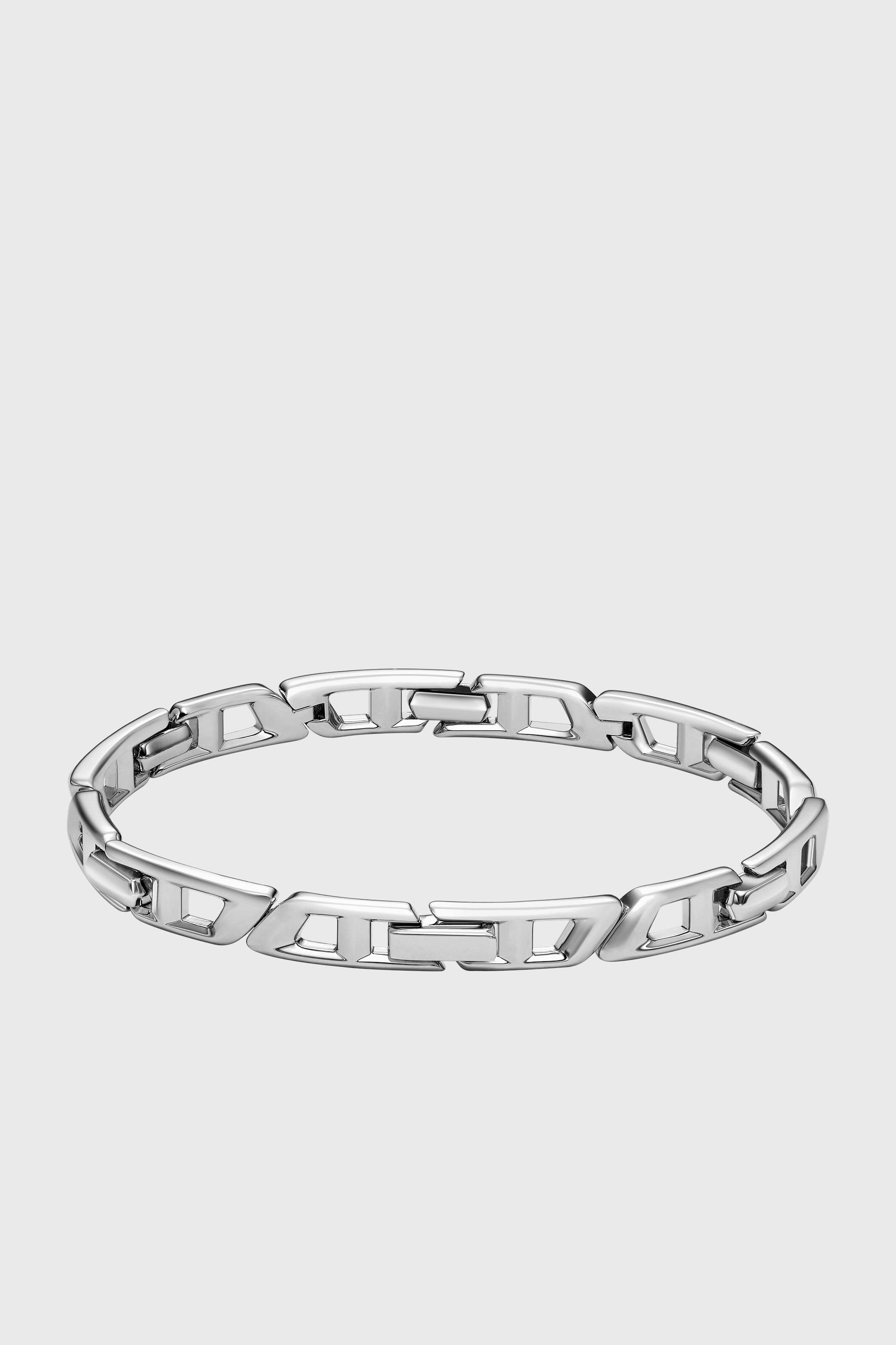 Diesel - DL1350040 STERLING SILVER JEWEL, Bracelet Link en argent sterling avec logo D. Mixte in Gris argent&eacute; - 2