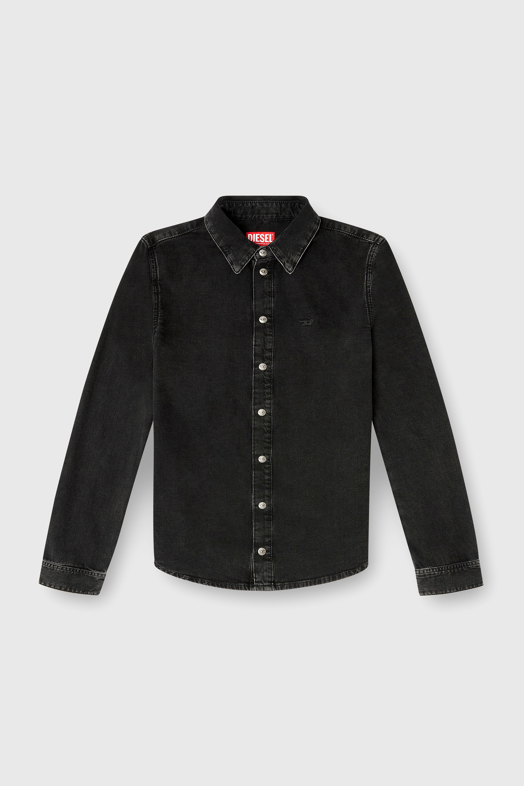 Diesel - DE-EAZY, Chemise en denim avec coutures contrast&eacute;es. Femme in Noir - 2
