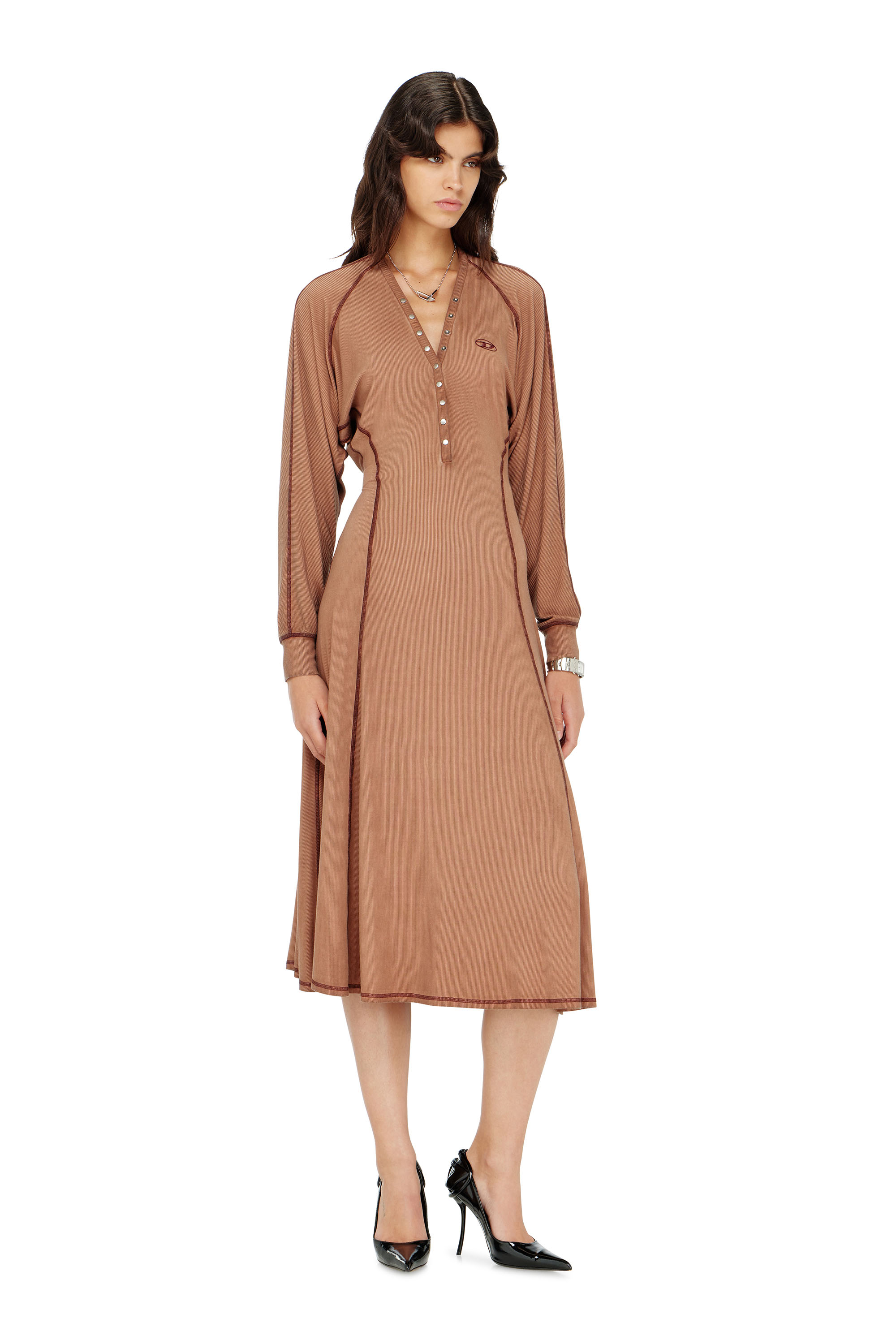 Diesel - D-ISERINA, Robe midi en jersey c&ocirc;tel&eacute; &agrave; manches chauve-souris Femme in ToBeDefined - 3