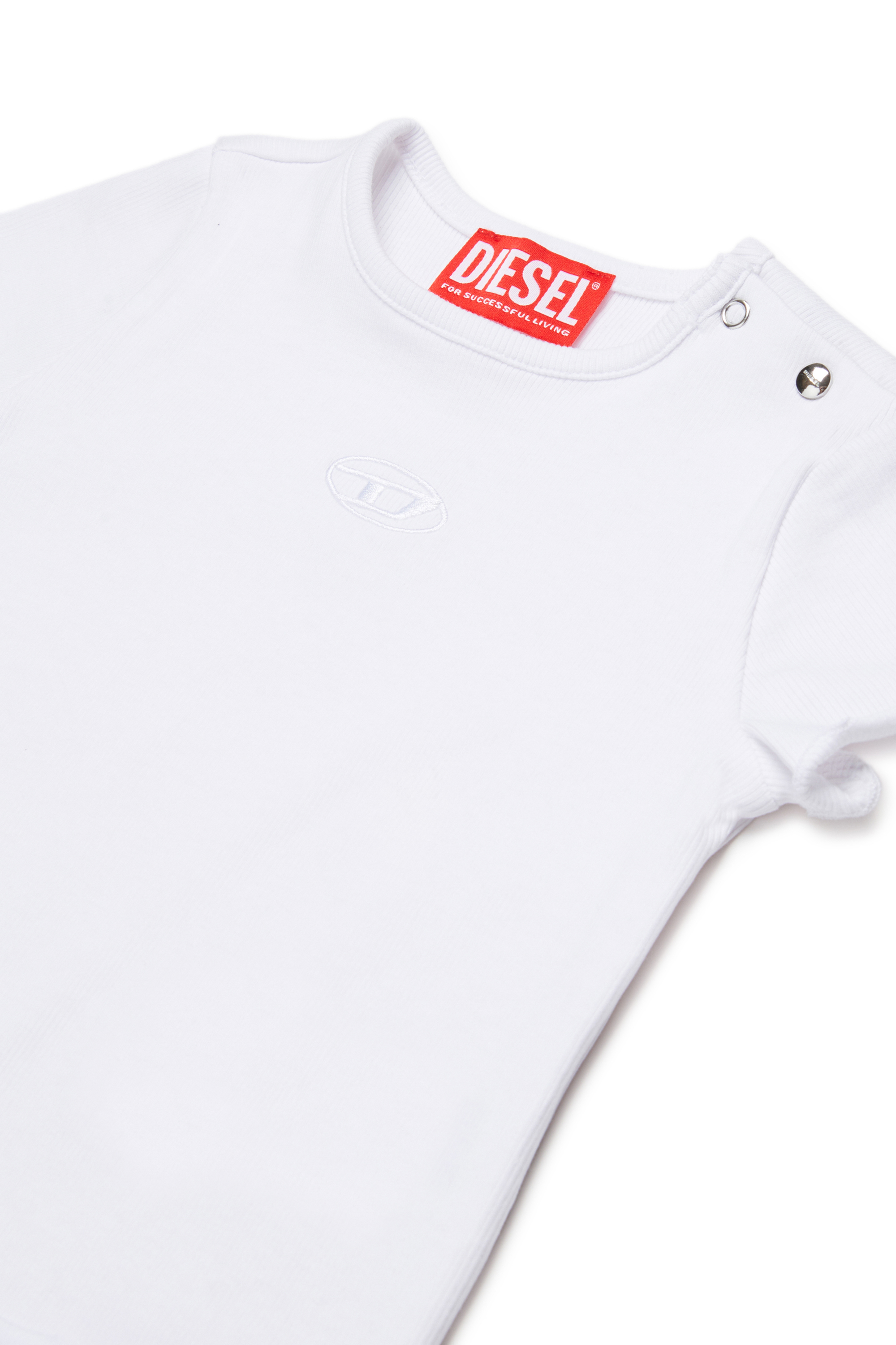 Diesel - TASPYB, T-shirt &agrave; ourlets volant&eacute;s Femme in Blanc - 3