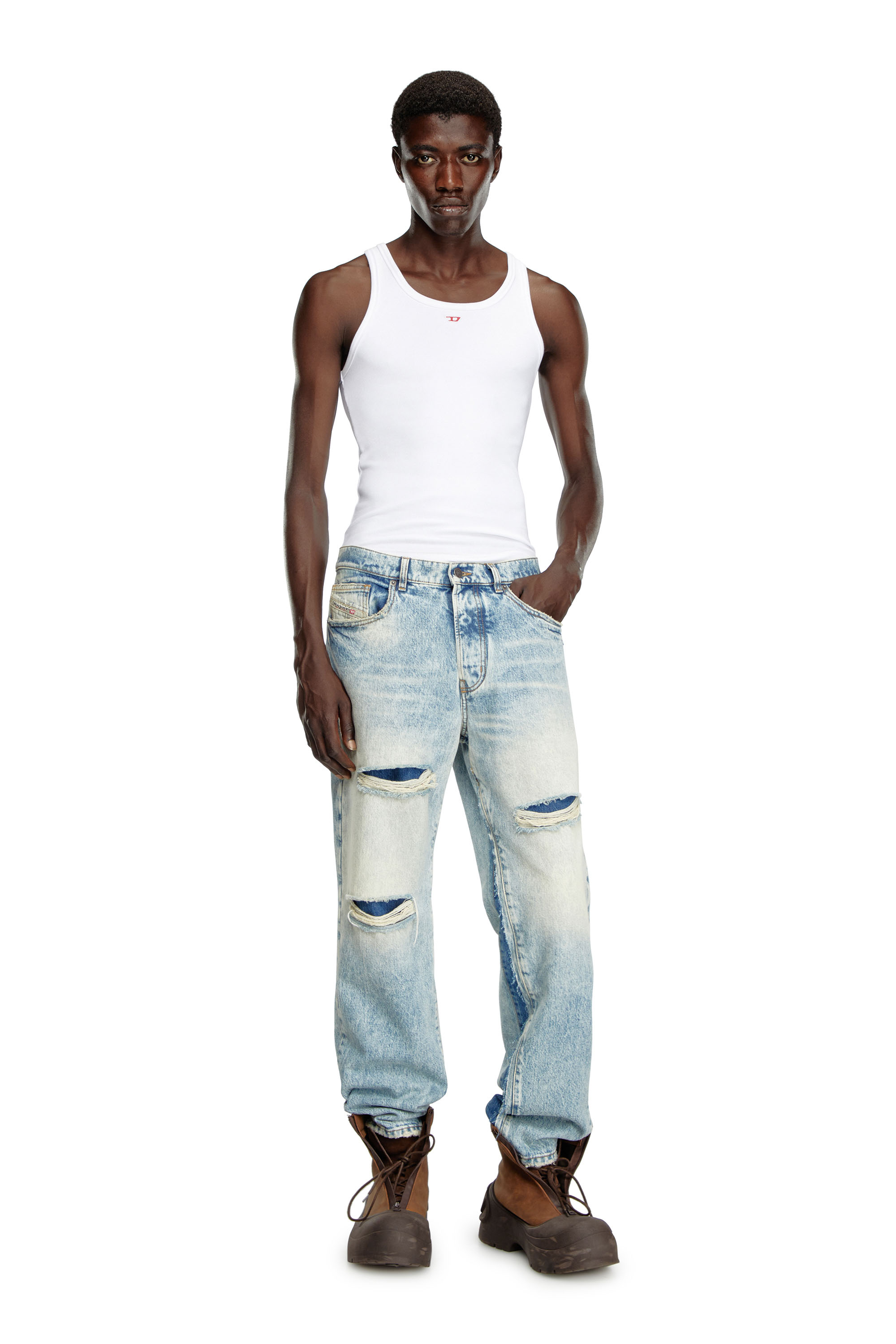 Diesel - Homme Straight Jeans D-Fire 0AJEN, Bleu Clair - Image 2